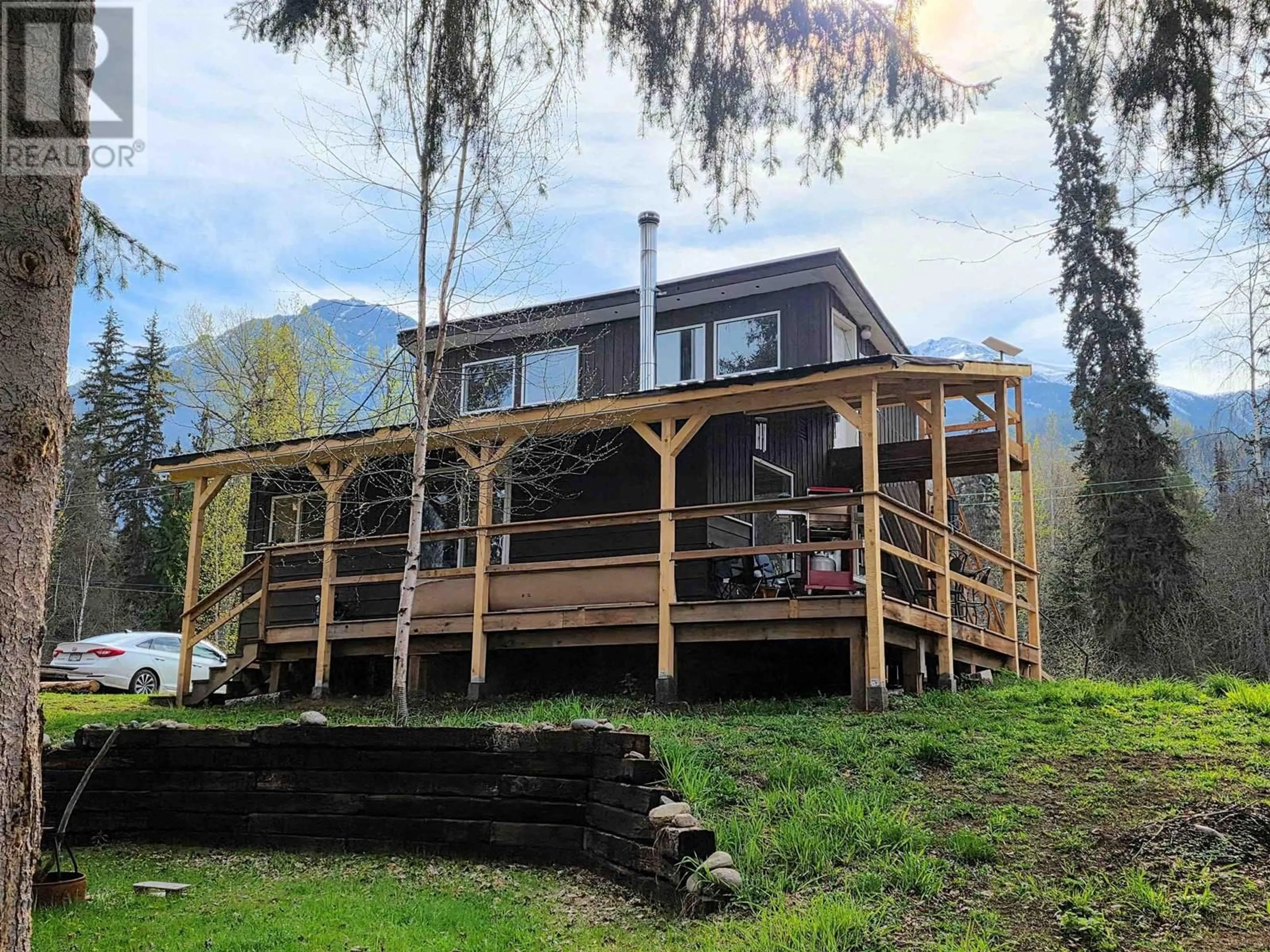 A pic from outside/outdoor area/front of a property/back of a property/a pic from drone, mountain view for 14 COMEAU ROAD, Hazelton British Columbia V0J2J1