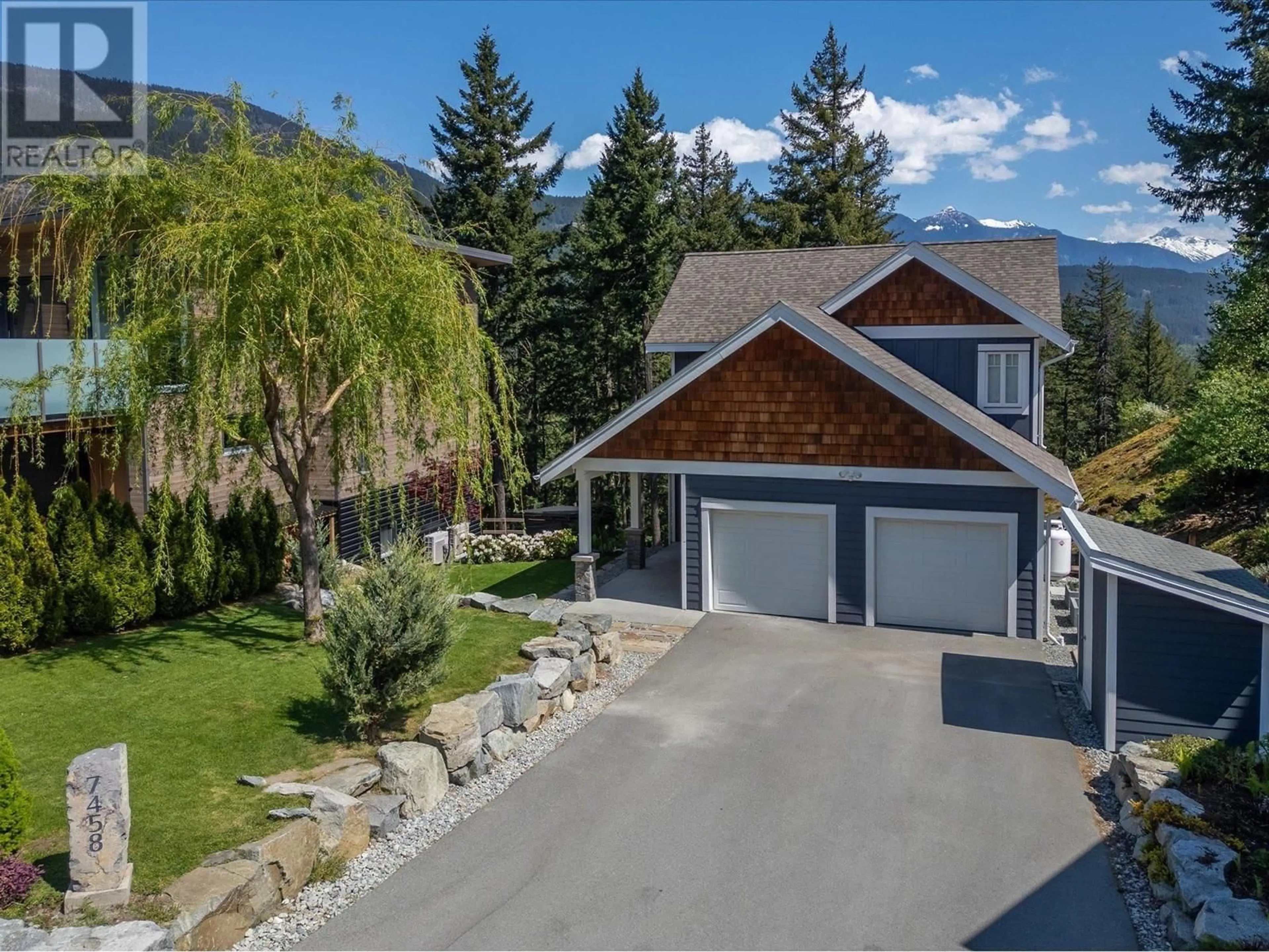 A pic from outside/outdoor area/front of a property/back of a property/a pic from drone, mountain view for 7458 DOGWOOD STREET, Pemberton British Columbia V0N2L0