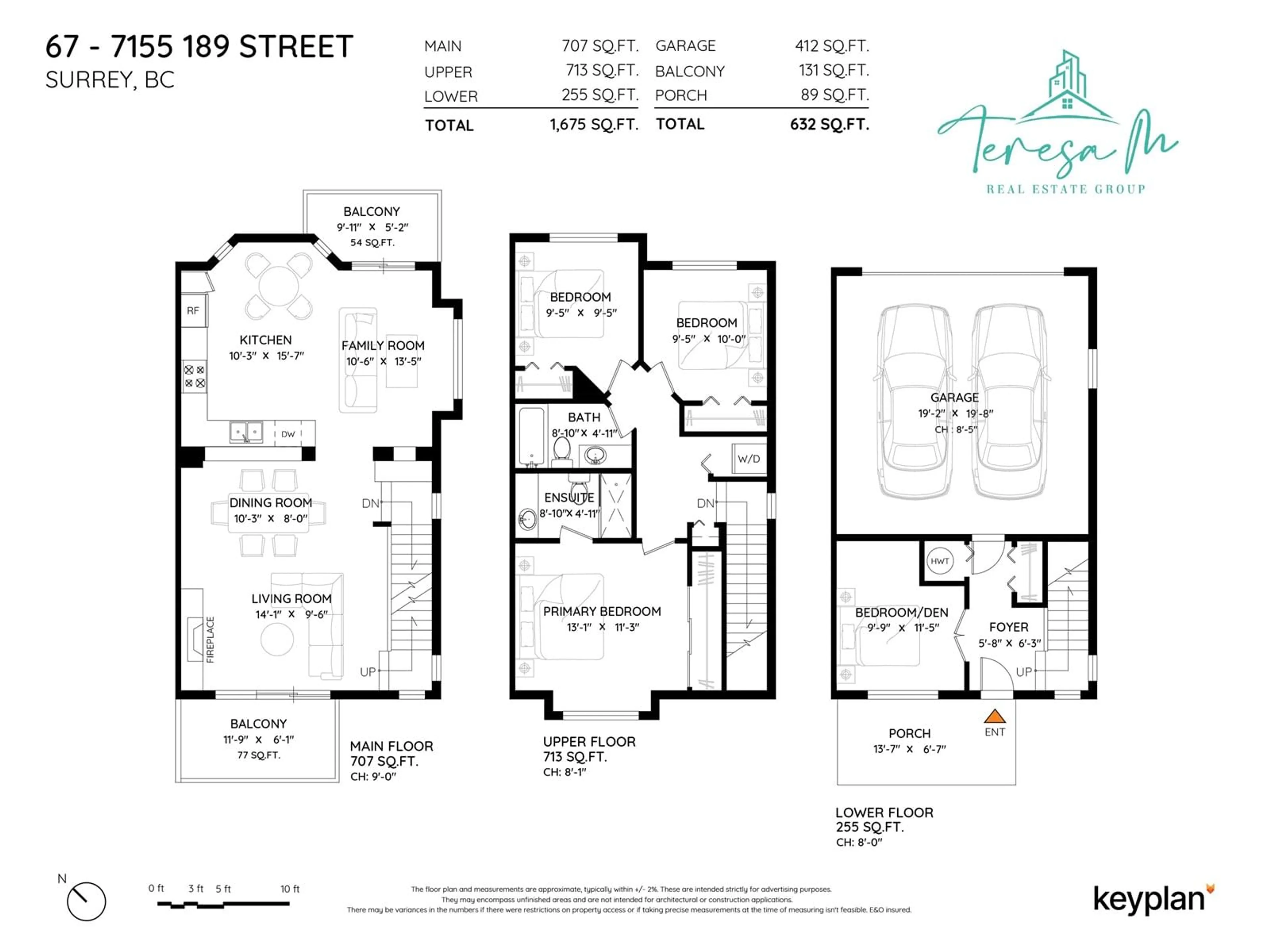 Floor plan for 67 - 7155 189, Surrey British Columbia V4N5S8