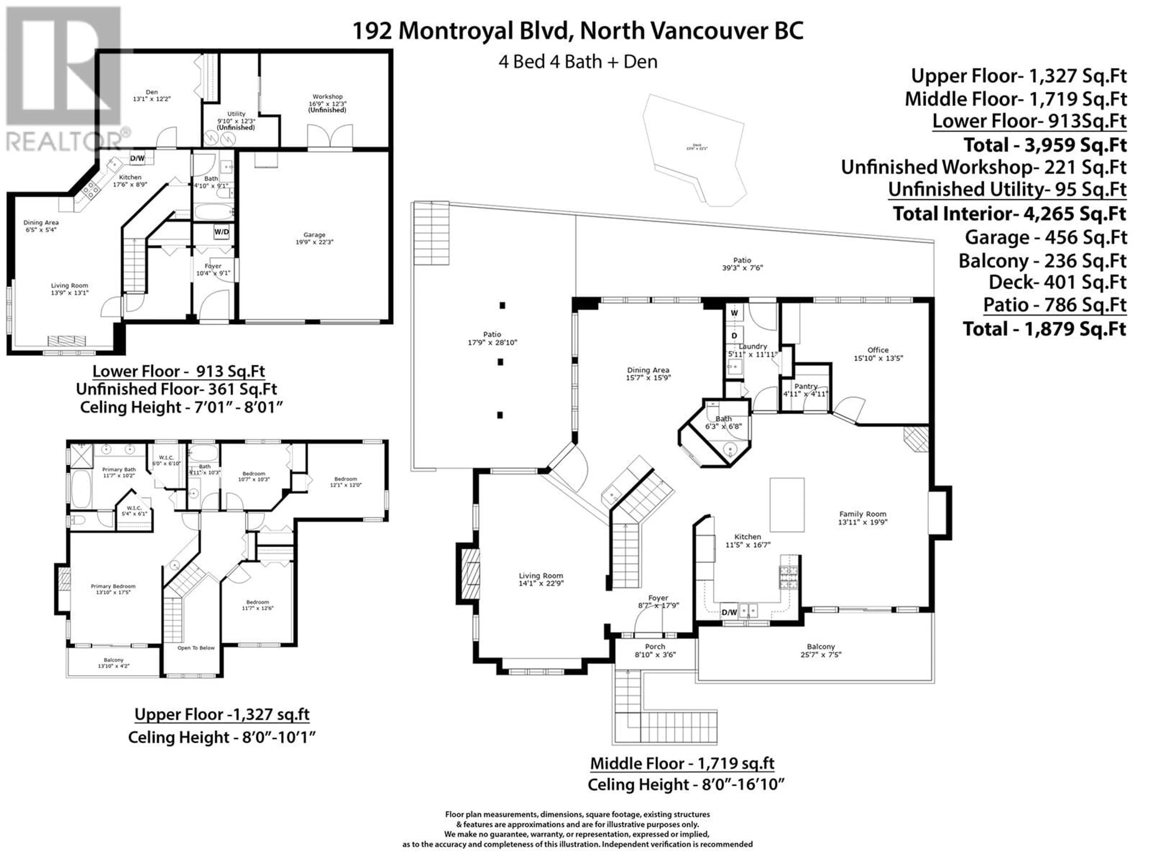 Floor plan for 192 MONTROYAL BOULEVARD, North Vancouver British Columbia V7N4J5