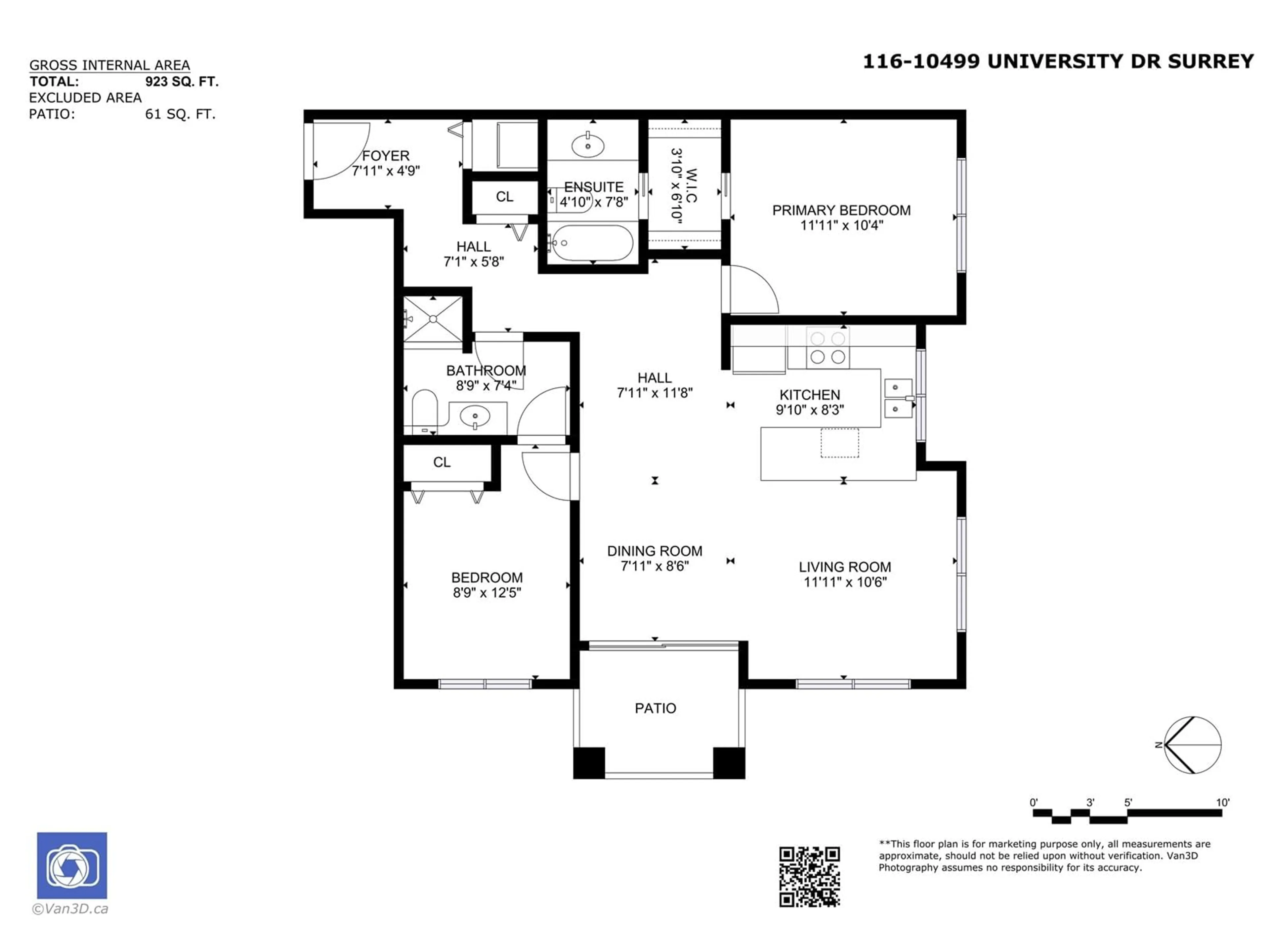 Floor plan for 116 - 10499 UNIVERSITY, Surrey British Columbia V3T0A4