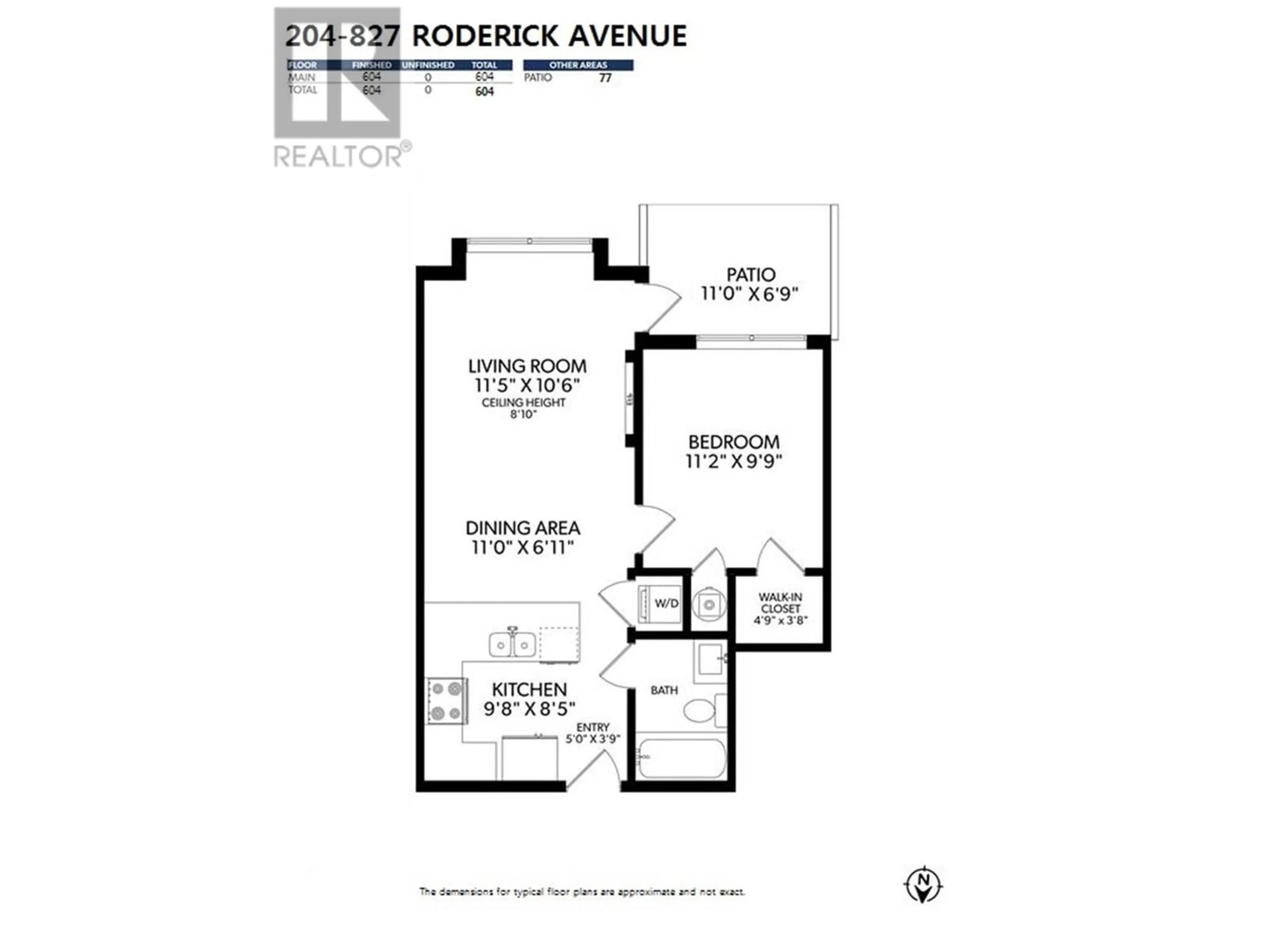 Floor plan for 204 - 827 RODERICK AVENUE, Coquitlam British Columbia V3K0E3