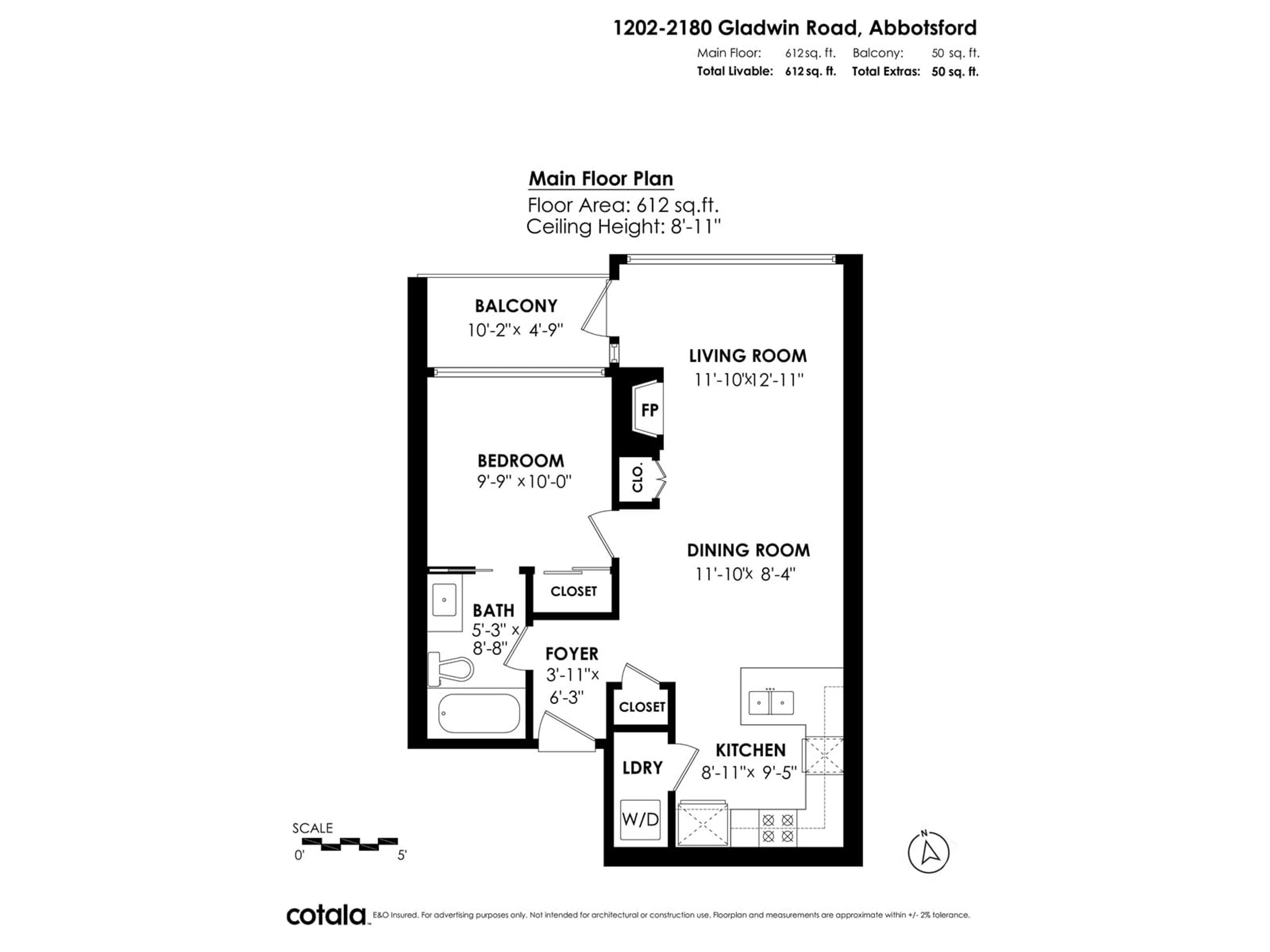 Floor plan for 1202 - 2180 GLADWIN, Abbotsford British Columbia V2S0H4