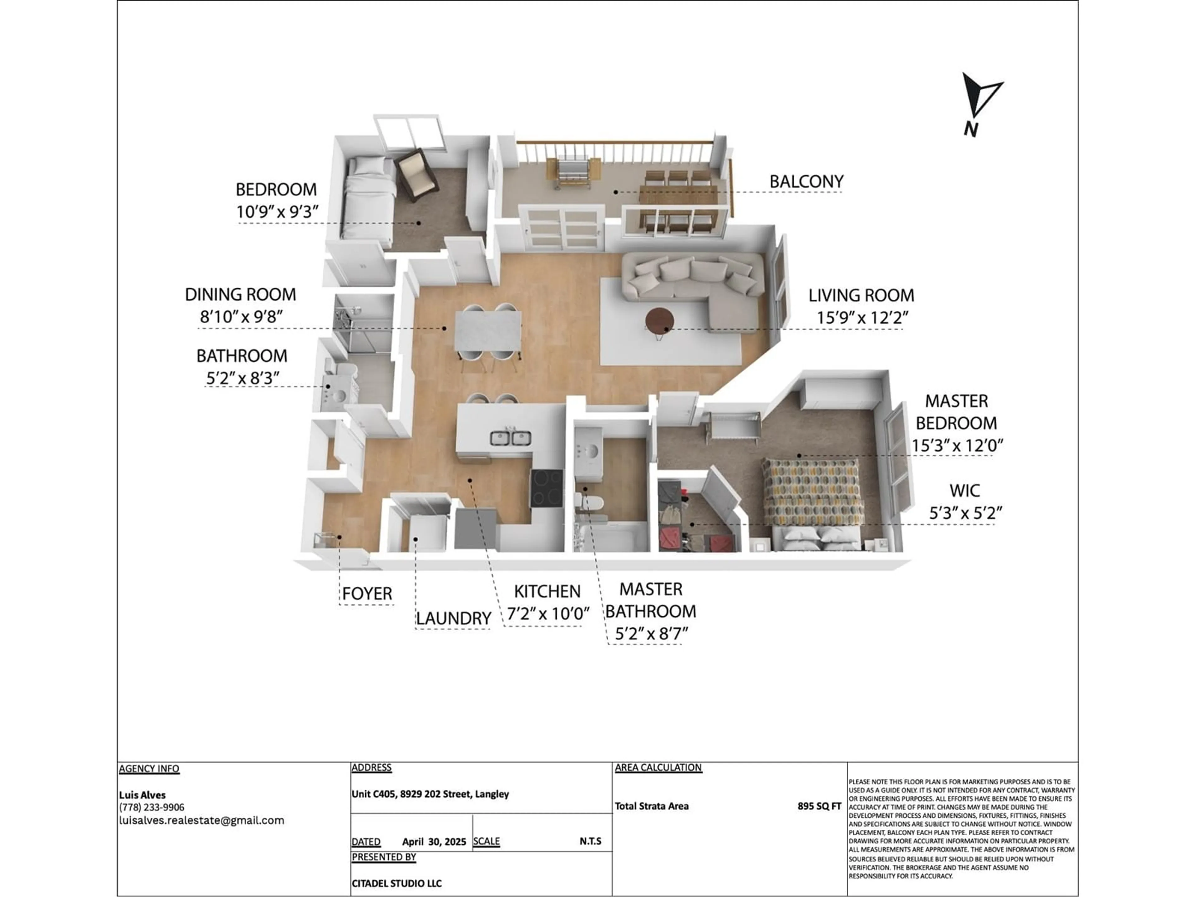Floor plan for C405 - 8929 202, Langley British Columbia V1M0B4