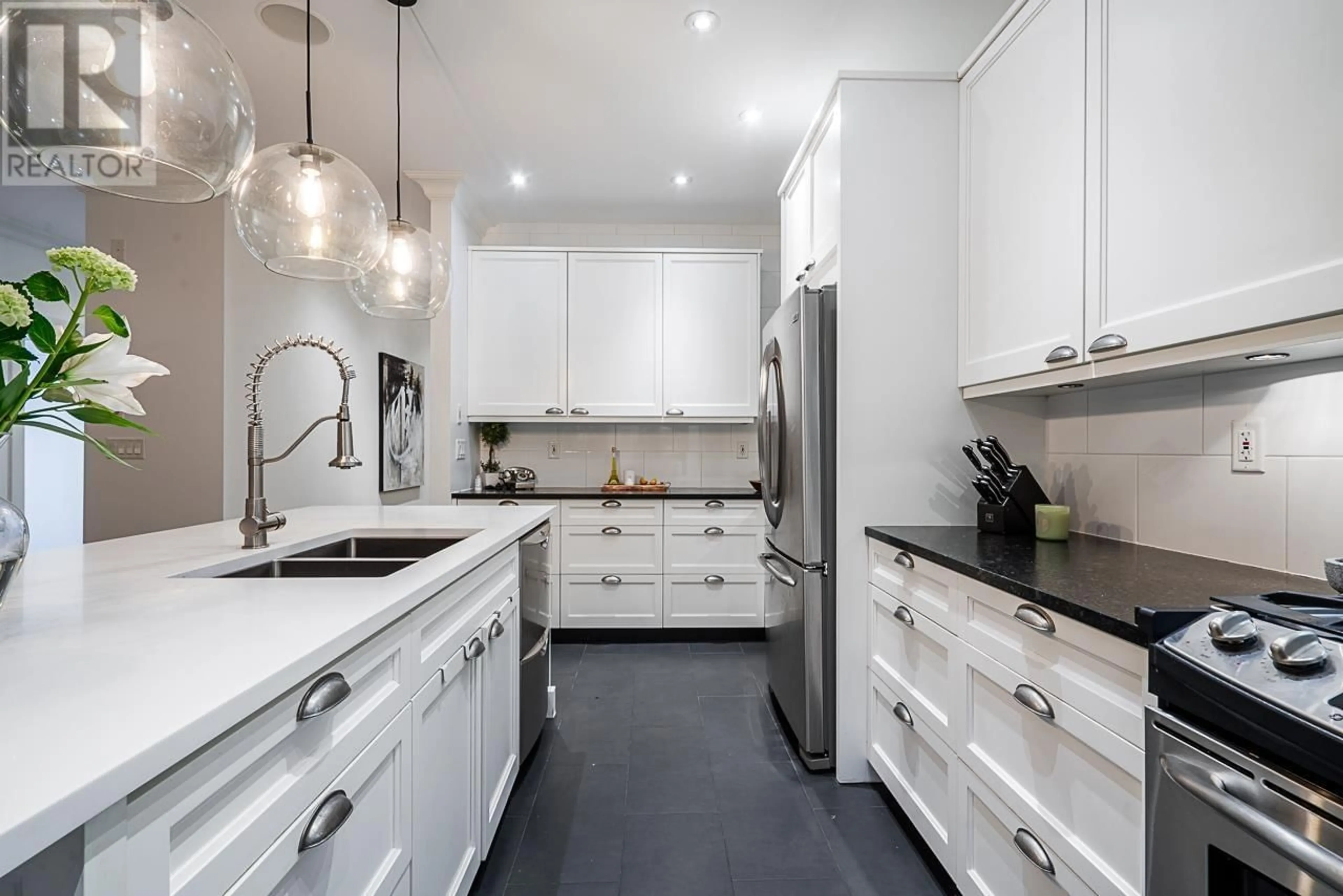 Contemporary kitchen, ceramic/tile floor for 3394 MAHON AVENUE, North Vancouver British Columbia V7N3T6