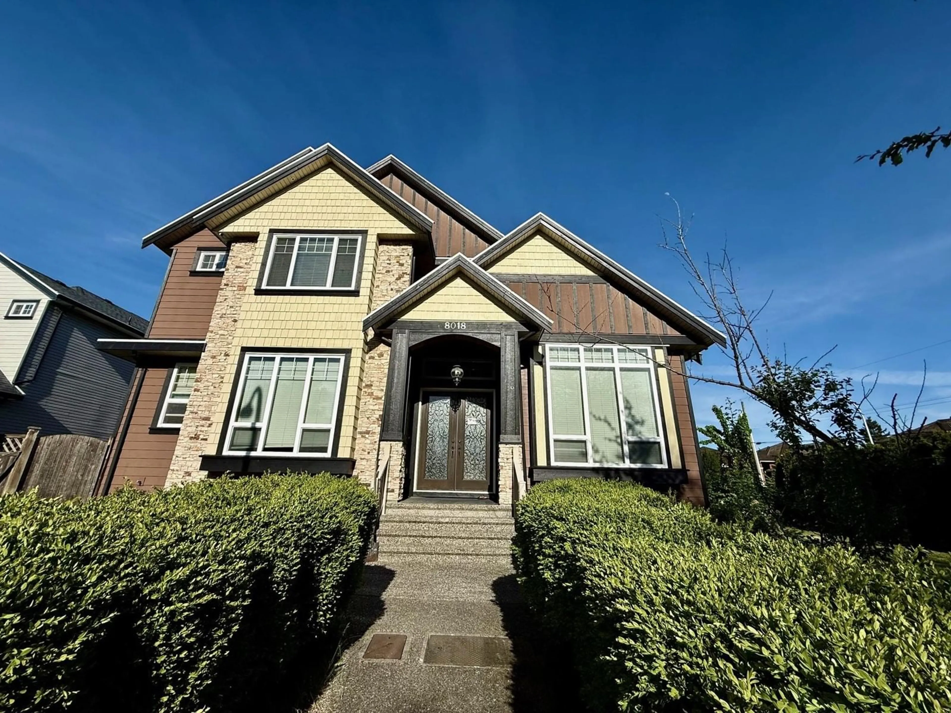 Home with brick exterior material, street for 8018 155A, Surrey British Columbia V3S2J2