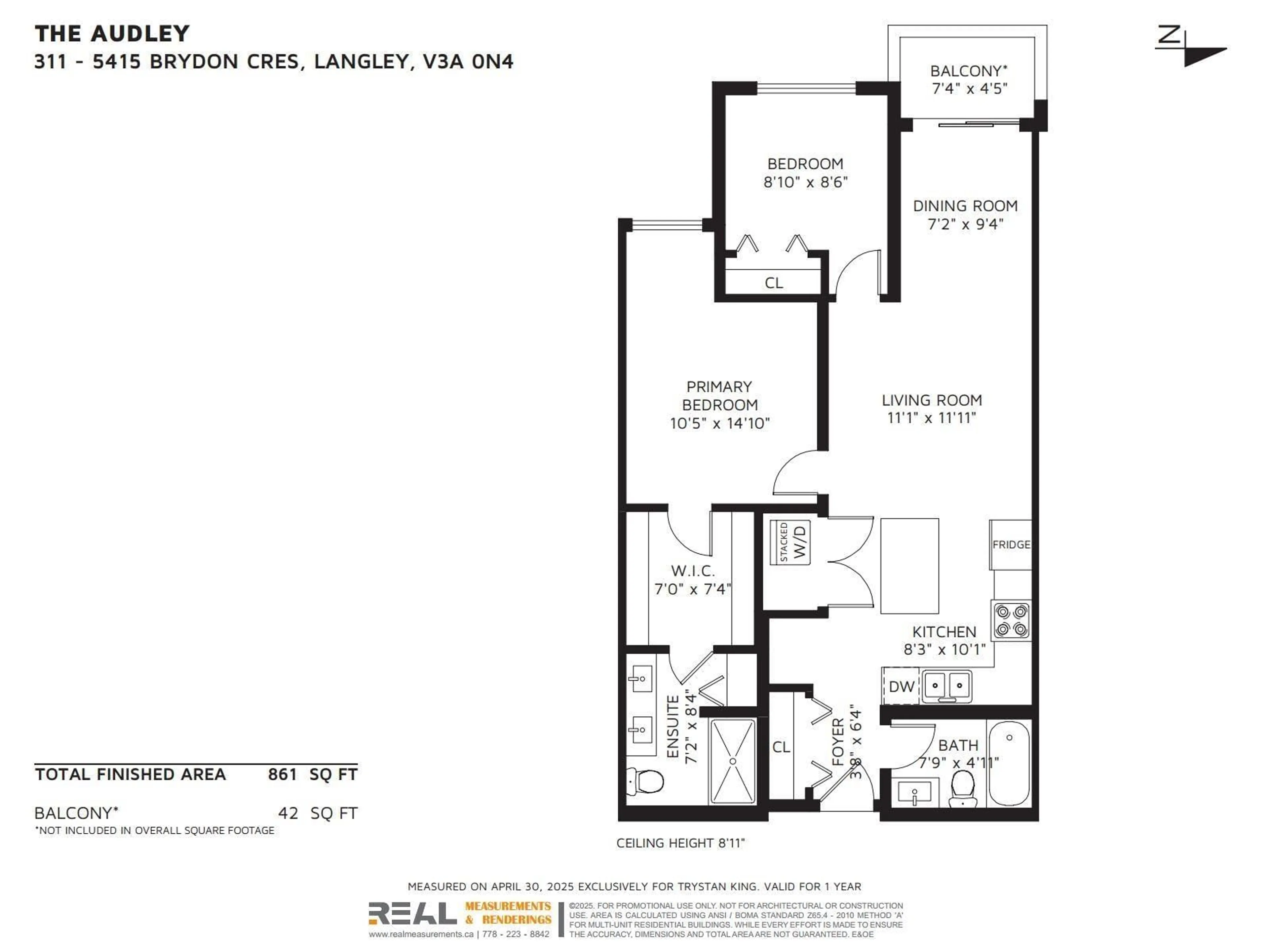 Floor plan for 311 - 5415 BRYDON, Langley British Columbia V3A0N4