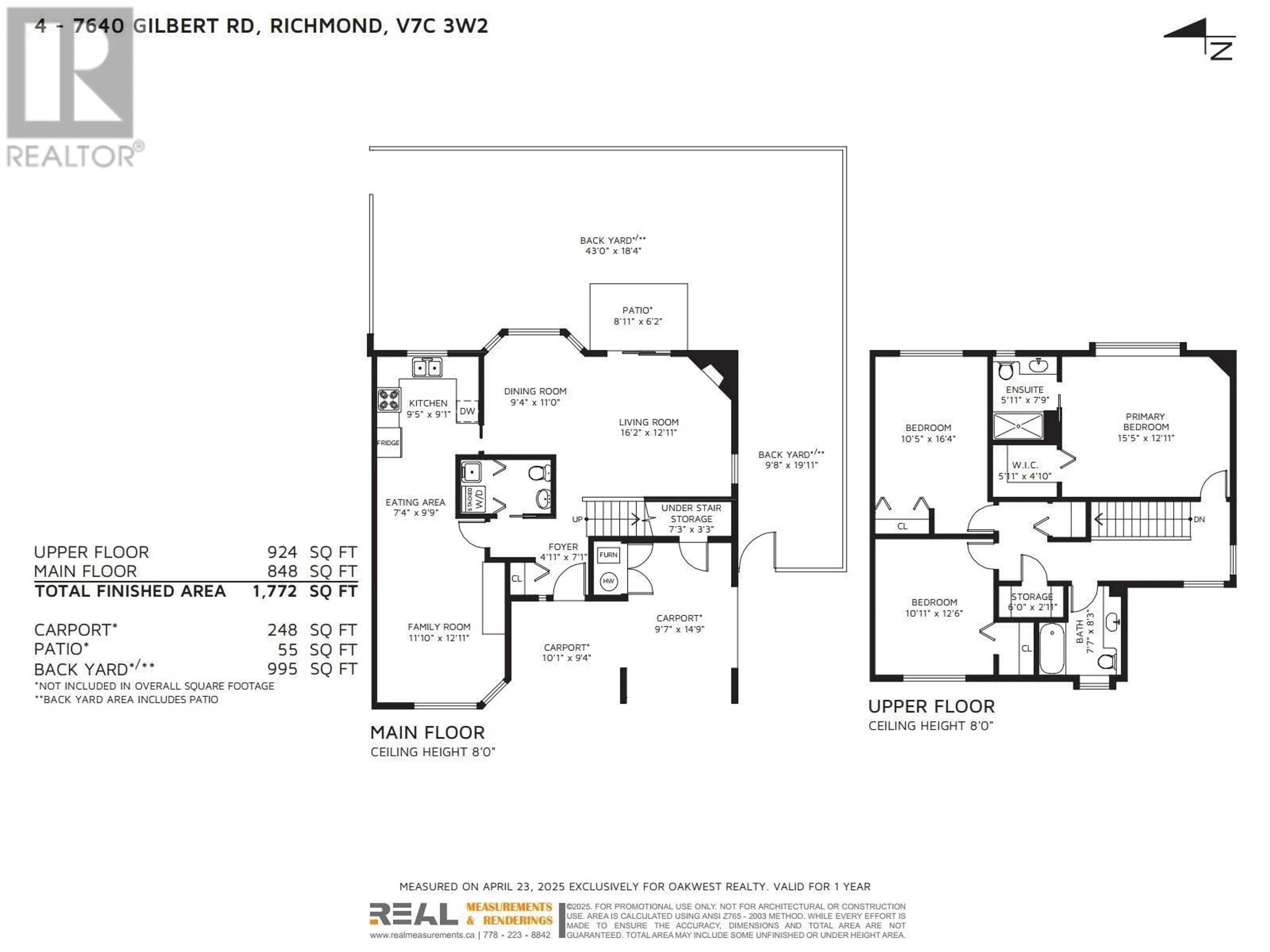 Floor plan for 4 - 7640 GILBERT ROAD, Richmond British Columbia V7C3W2