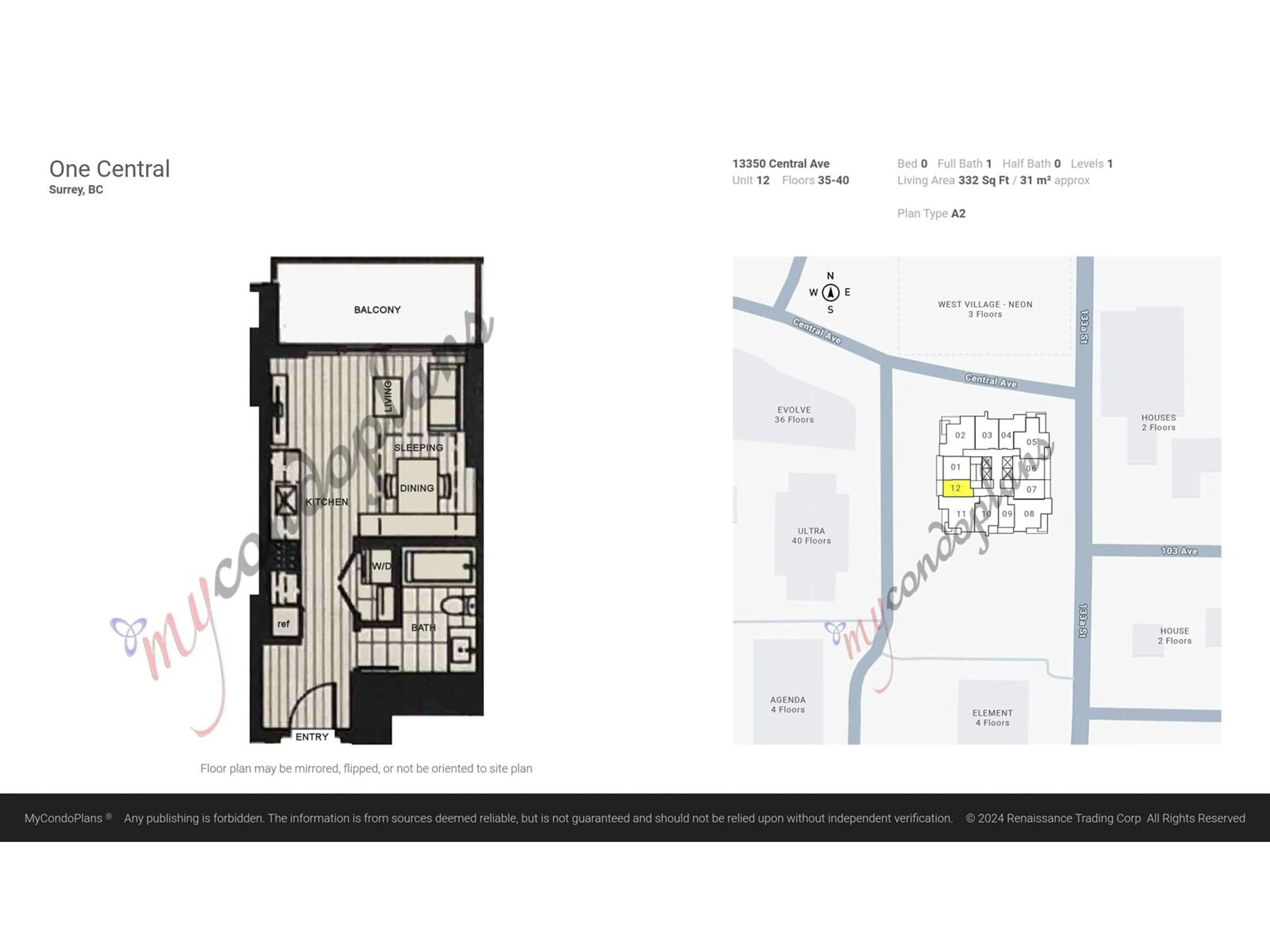 Floor plan for 3812 - 13350 CENTRAL, Surrey British Columbia V3T0S1