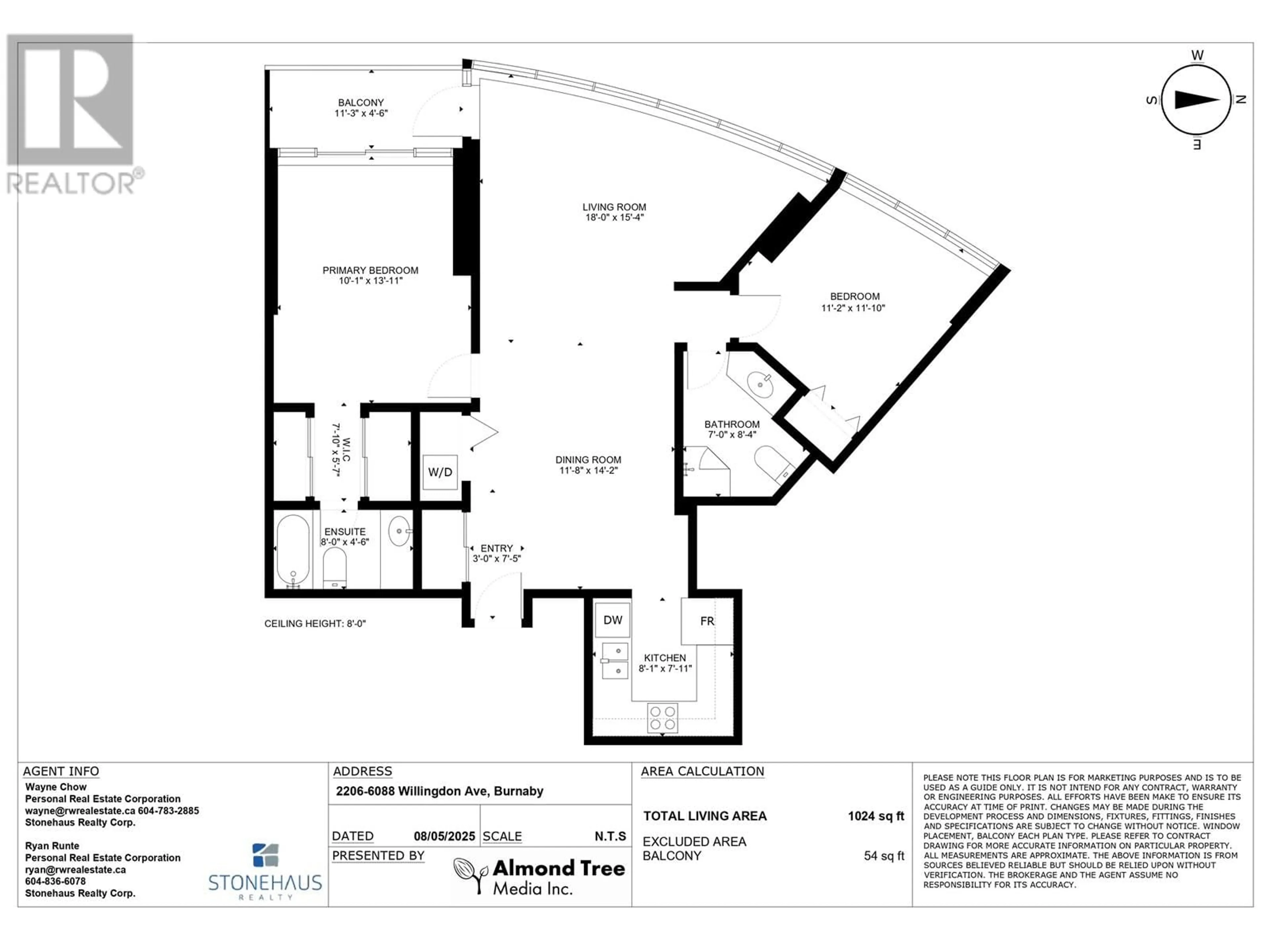 Floor plan for 2206 - 6088 WILLINGDON AVENUE, Burnaby British Columbia V5H4V2