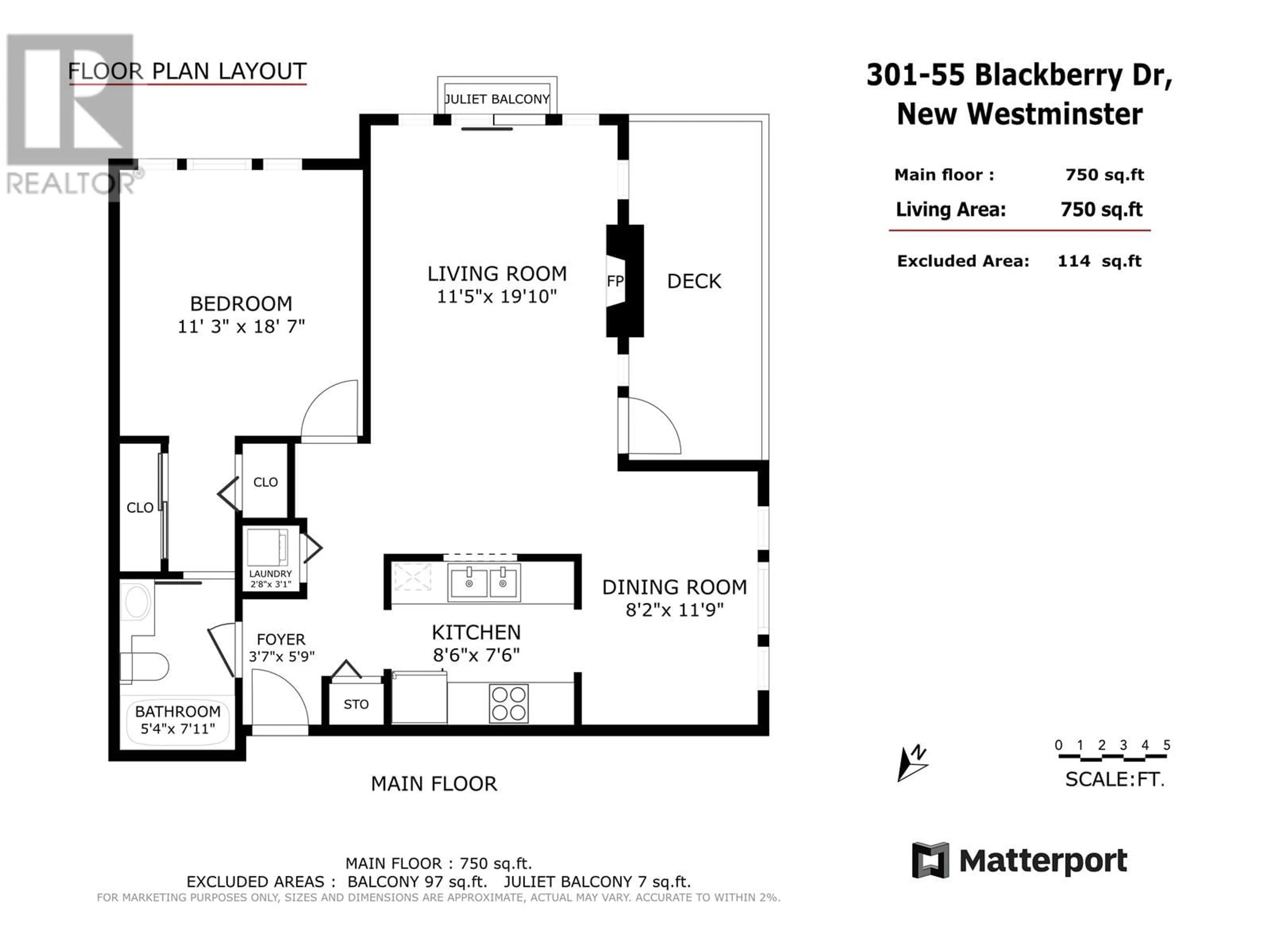Floor plan for 301 - 55 BLACKBERRY DRIVE, New Westminster British Columbia V3L5S7