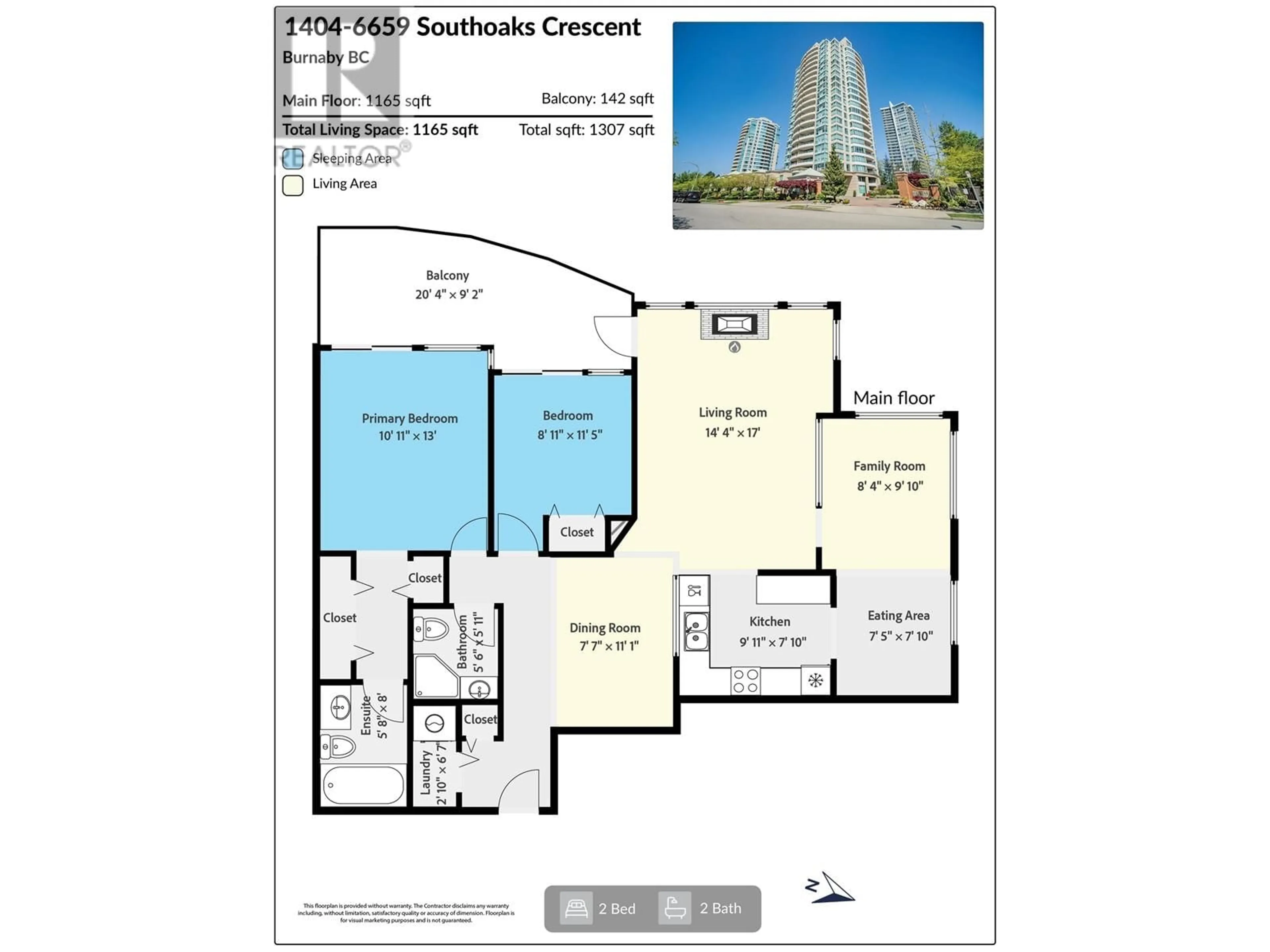 Floor plan for 1404 - 6659 SOUTHOAKS CRESCENT, Burnaby British Columbia V5E4M9