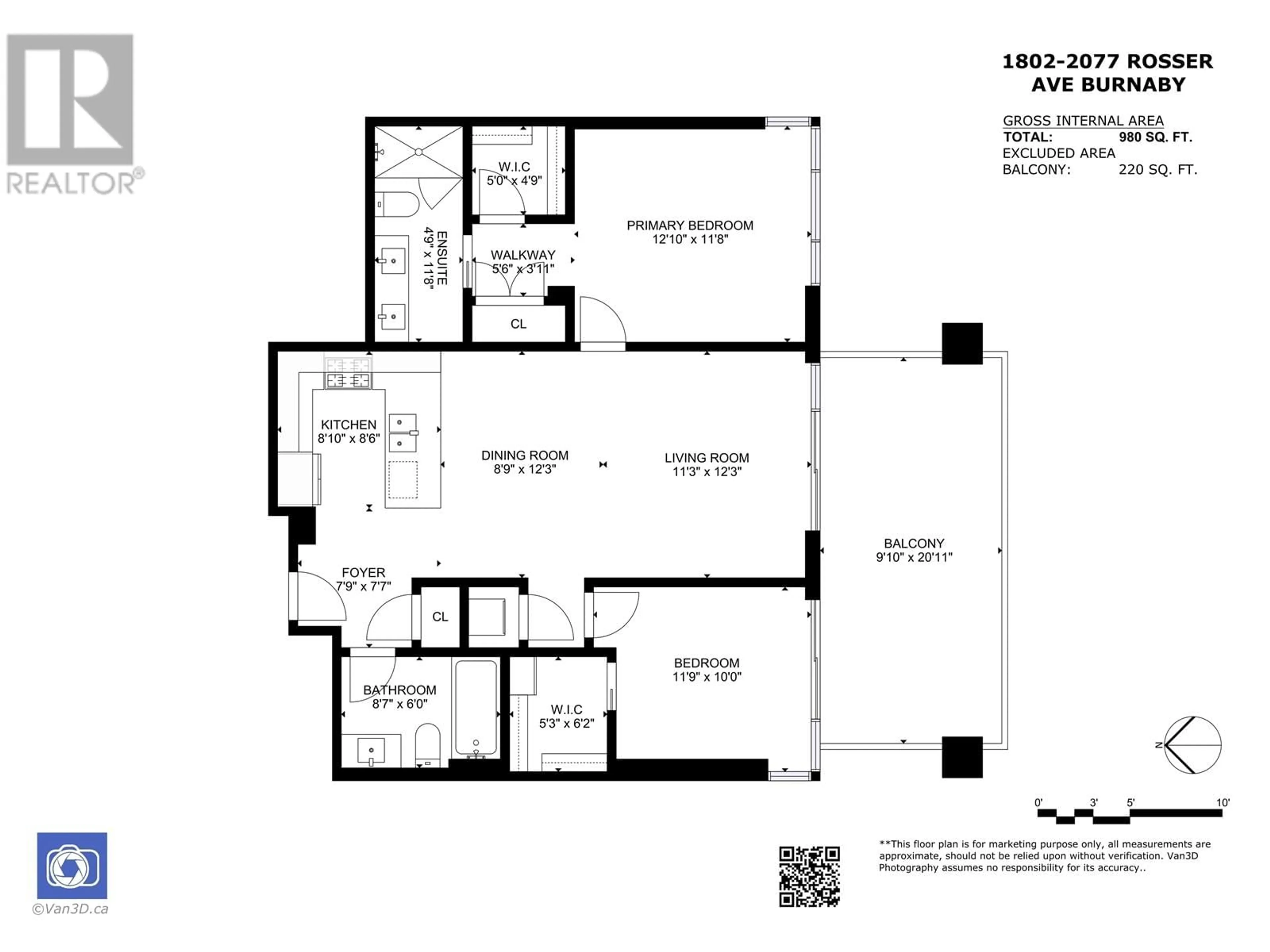 Floor plan for 1802 - 2077 ROSSER AVENUE, Burnaby British Columbia V5C0G6