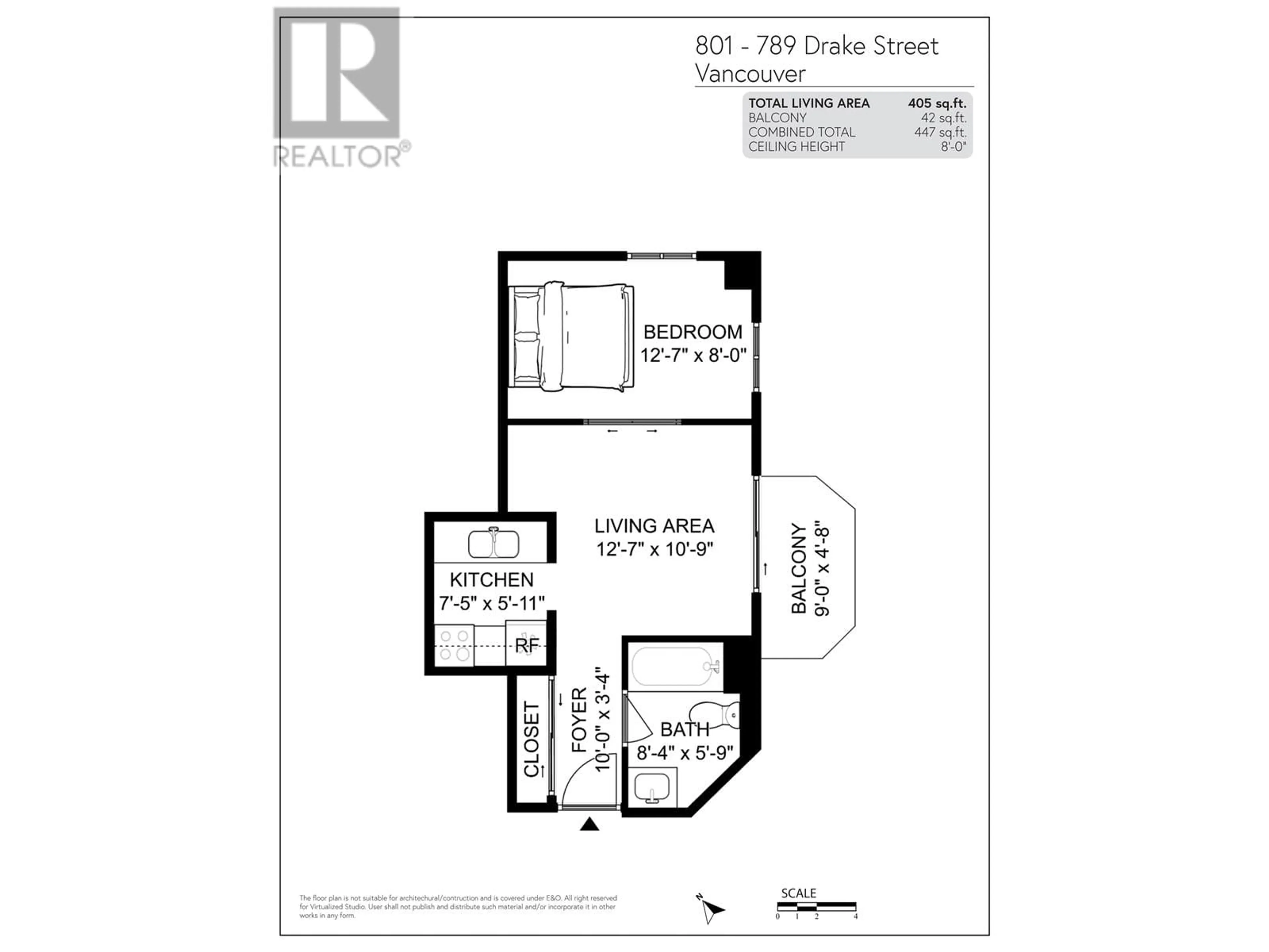 Floor plan for 801 - 789 DRAKE STREET, Vancouver British Columbia V6Z2N7