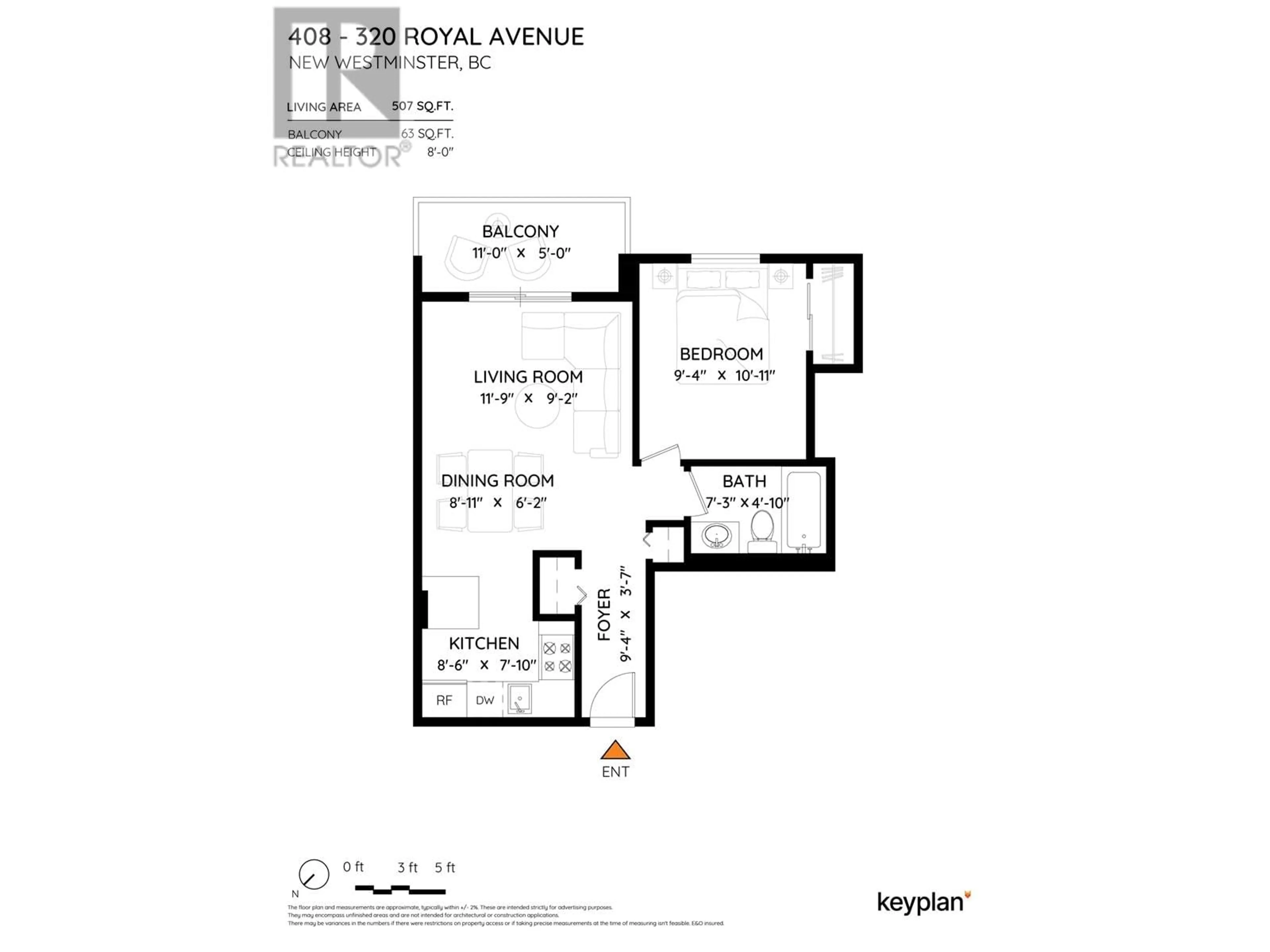 Floor plan for 408 - 320 ROYAL AVENUE, New Westminster British Columbia V3L5C6