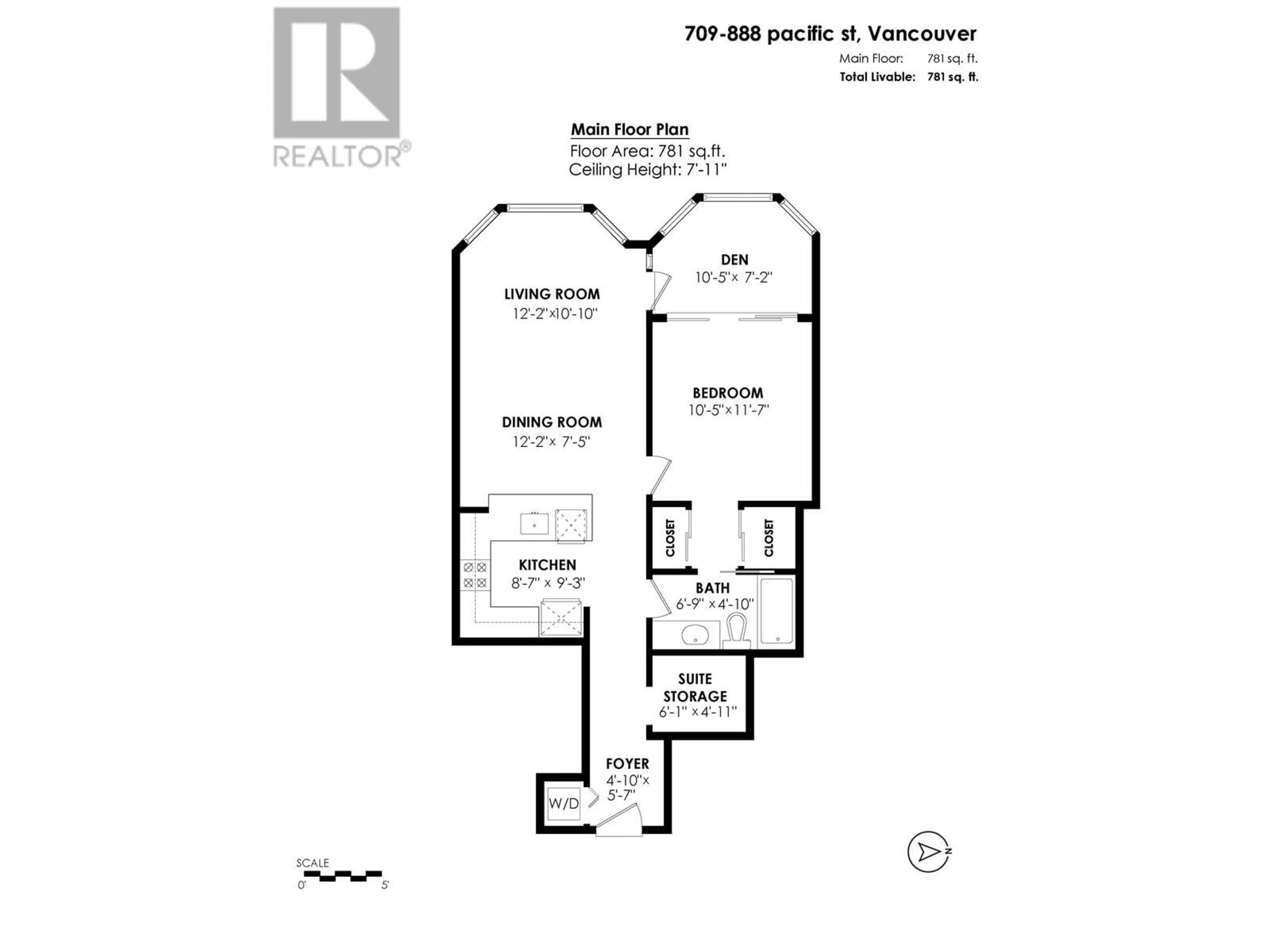 Floor plan for 709 - 888 PACIFIC STREET, Vancouver British Columbia V6Z2S6