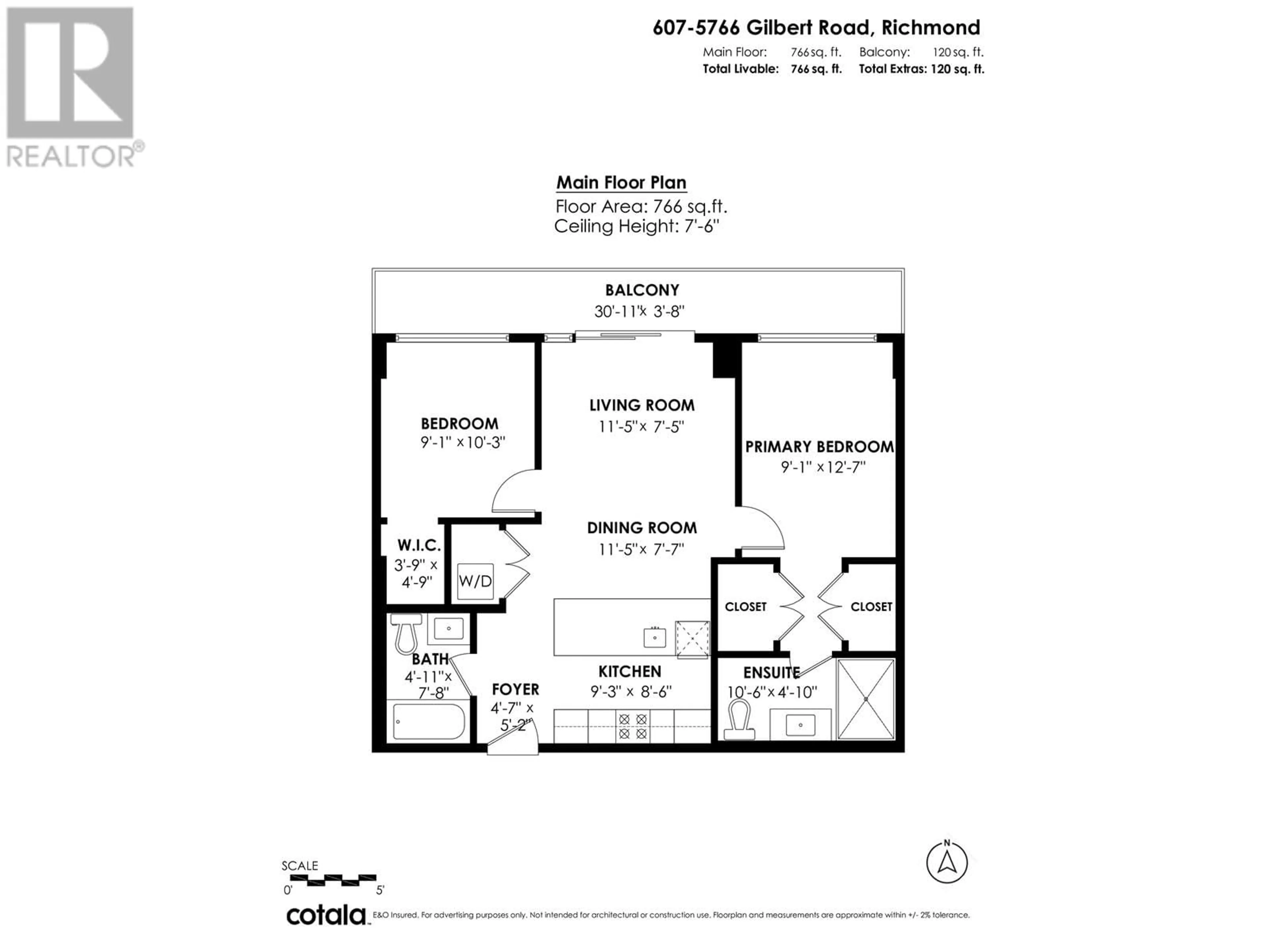 Floor plan for 607 - 5766 GILBERT ROAD, Richmond British Columbia V7C0G2