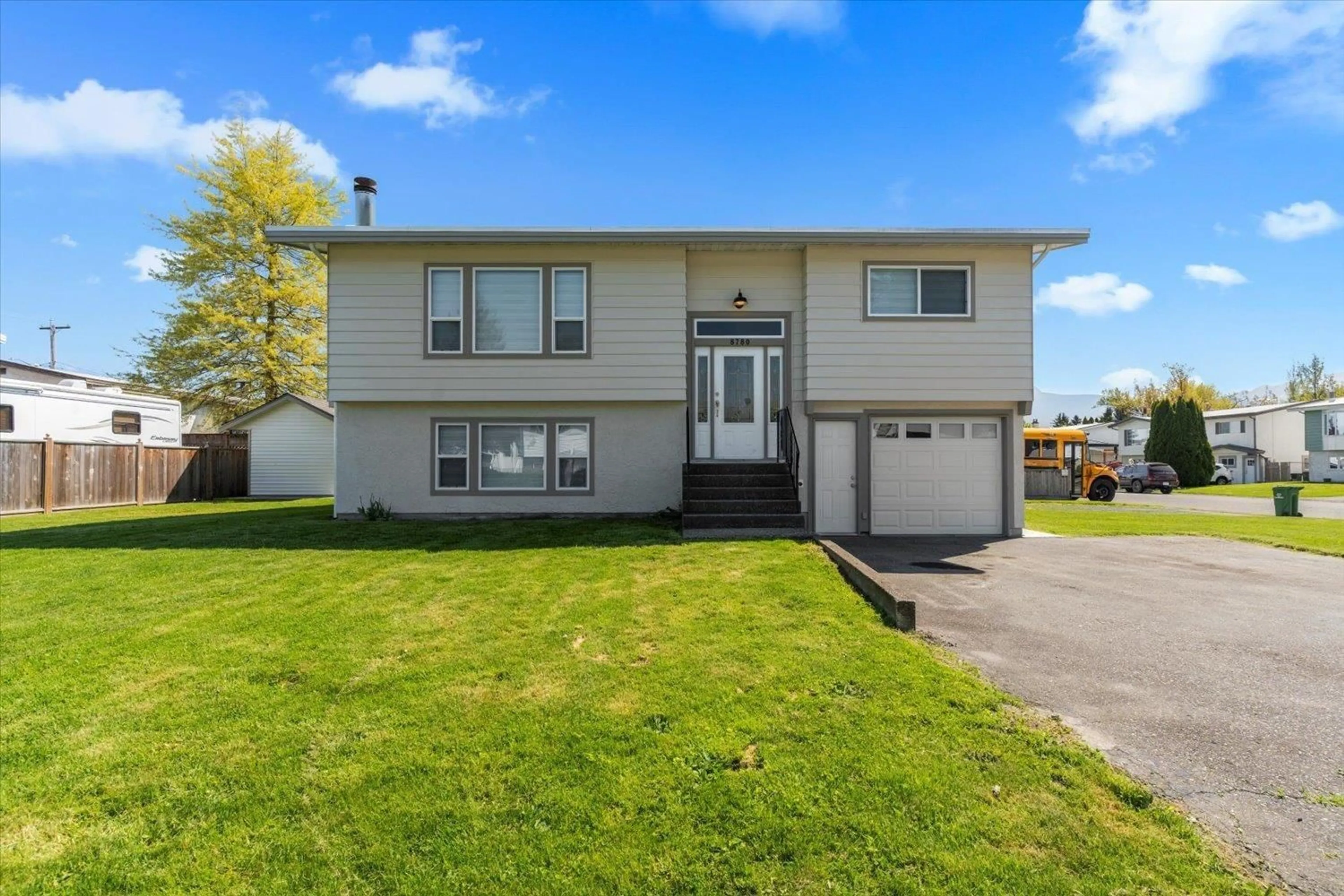 Home with vinyl exterior material, street for 8780 BAKER DRIVE, Chilliwack British Columbia V2P7H2