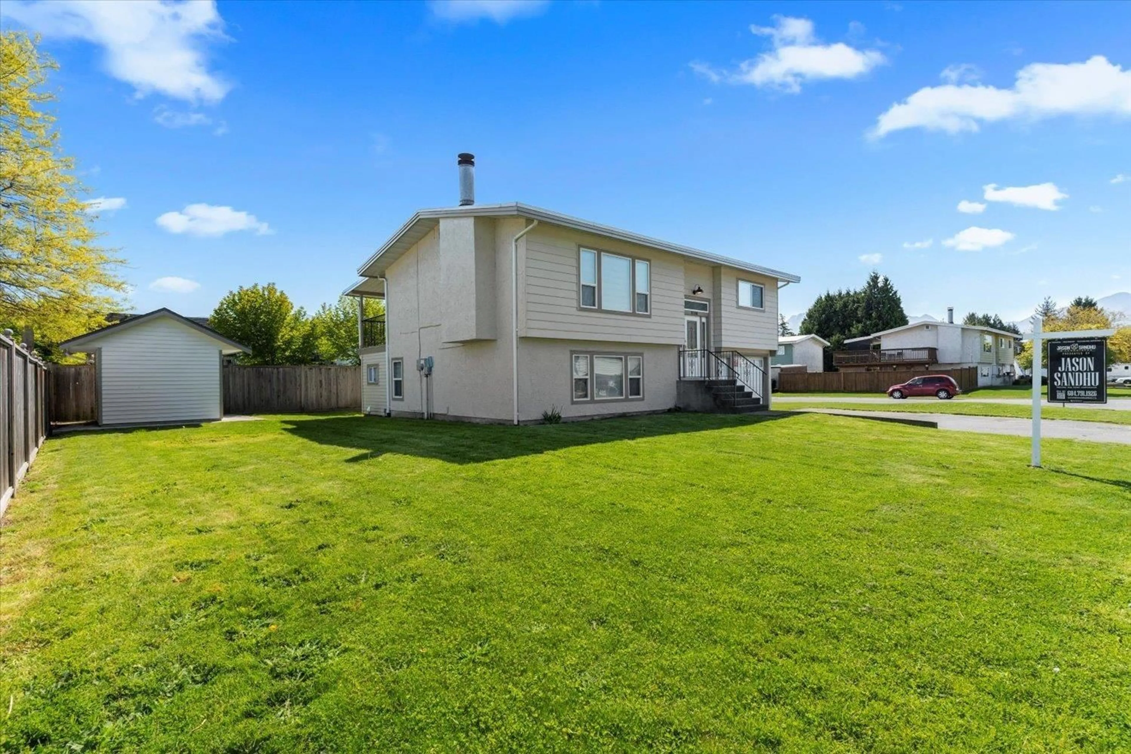 A pic from outside/outdoor area/front of a property/back of a property/a pic from drone, street for 8780 BAKER DRIVE, Chilliwack British Columbia V2P7H2