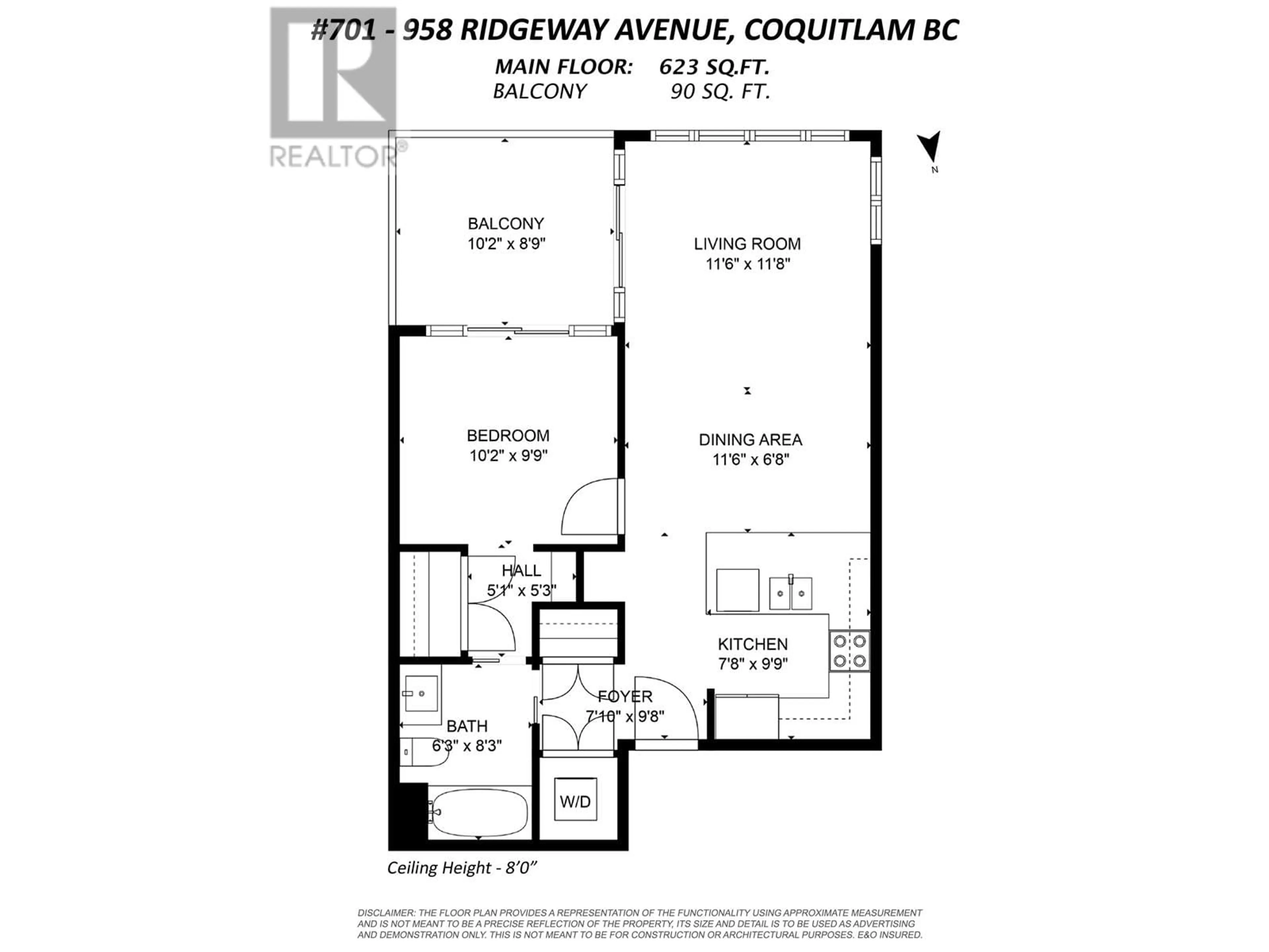 Floor plan for 701 - 958 RIDGEWAY AVENUE, Coquitlam British Columbia V3K0C5