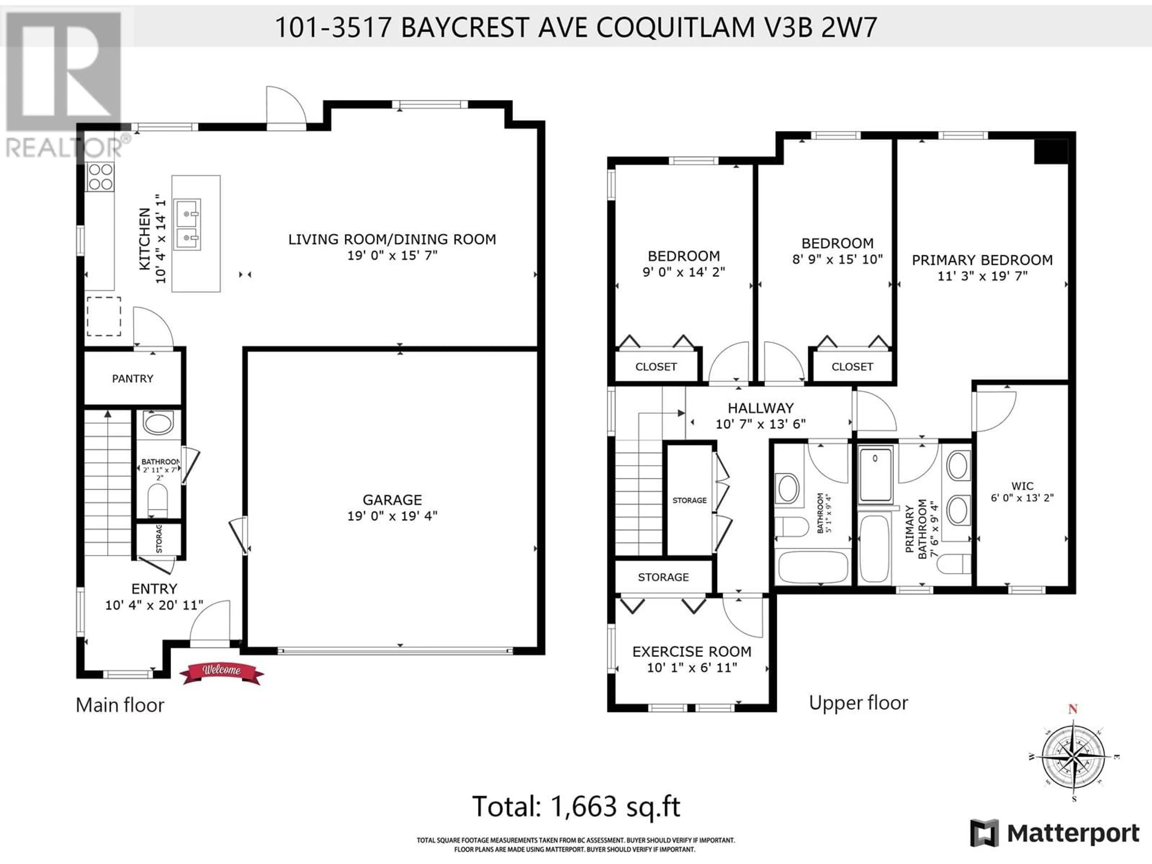 Floor plan for 101 - 3517 BAYCREST AVENUE, Coquitlam British Columbia V3B0S3