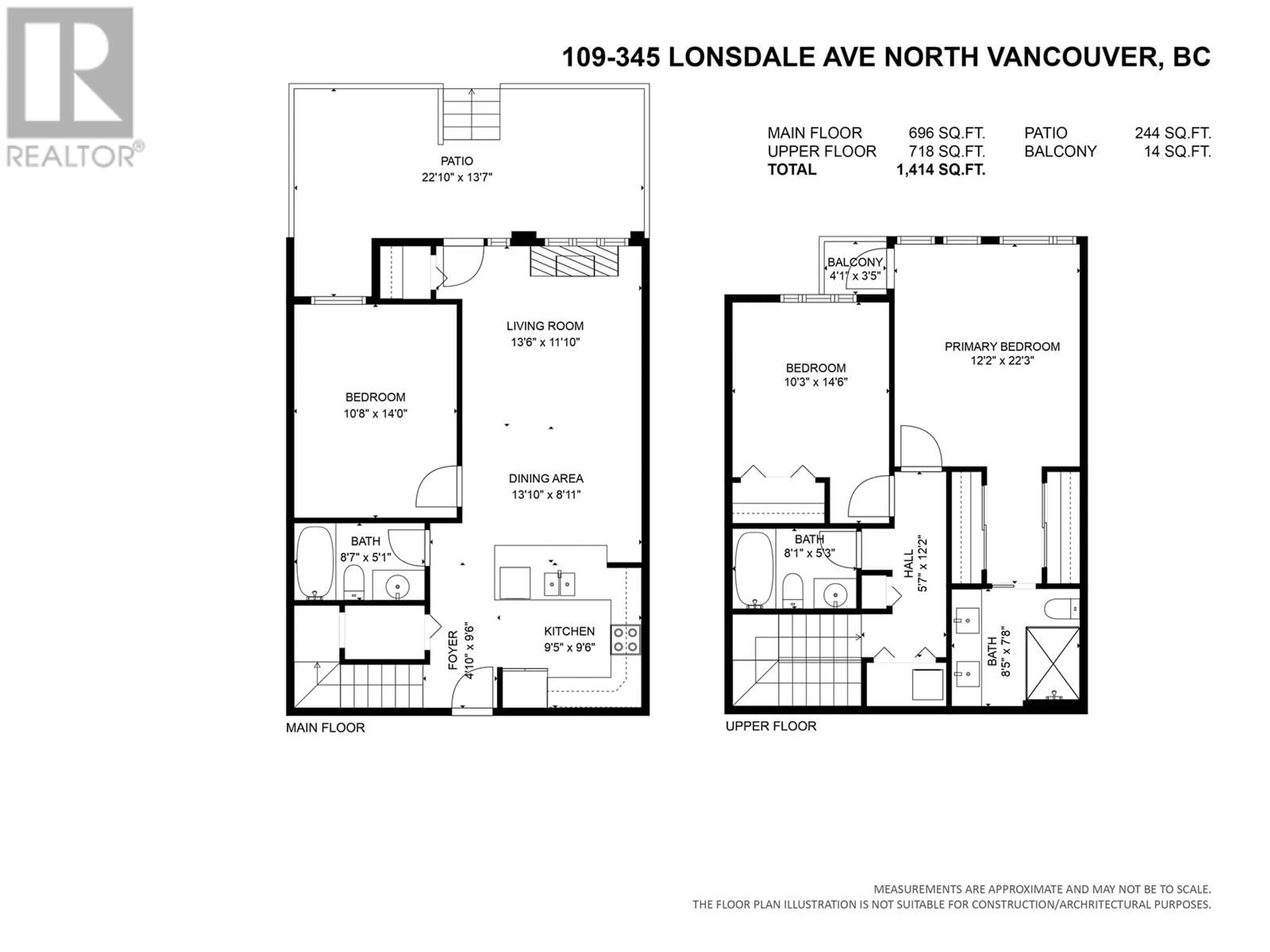 Floor plan for 109 - 345 LONSDALE AVENUE, North Vancouver British Columbia V7M3M9