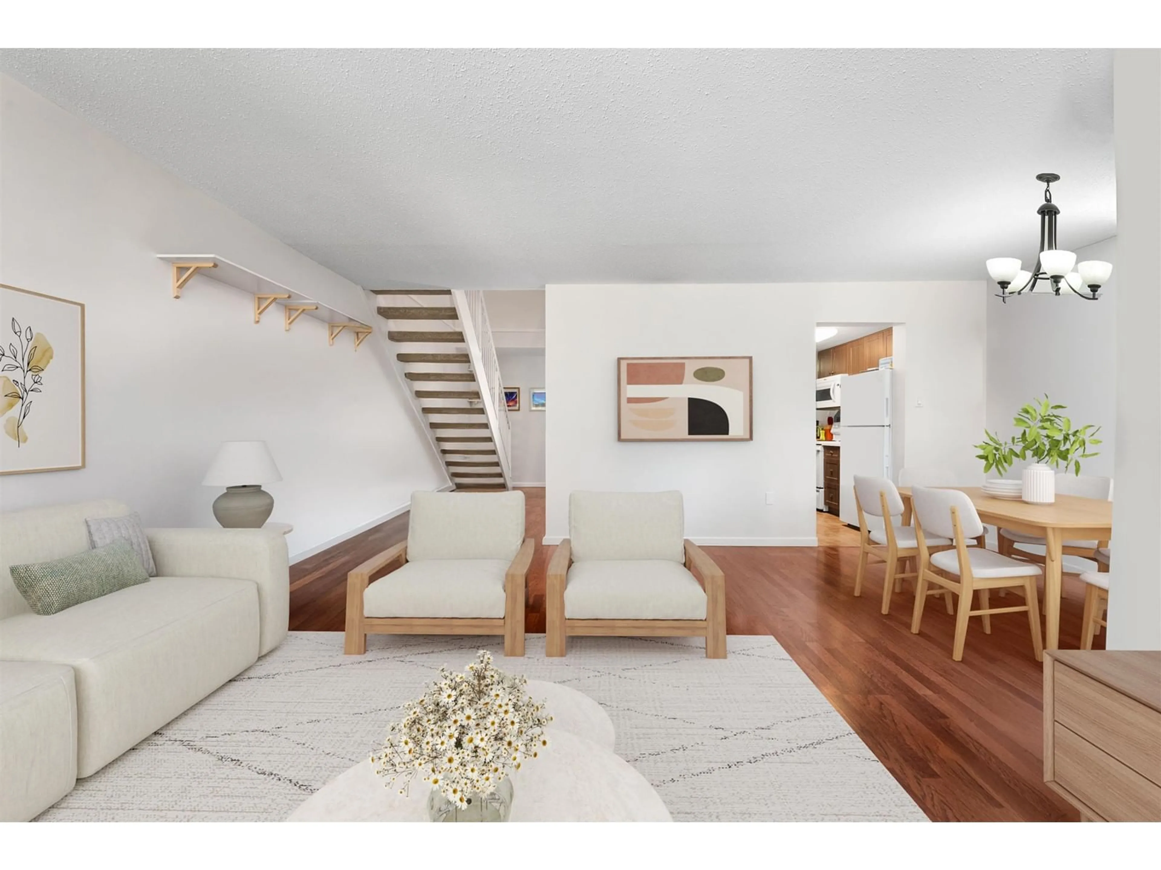 Living room with furniture, wood/laminate floor for 39 - 5305 204, Langley British Columbia V3A6S7