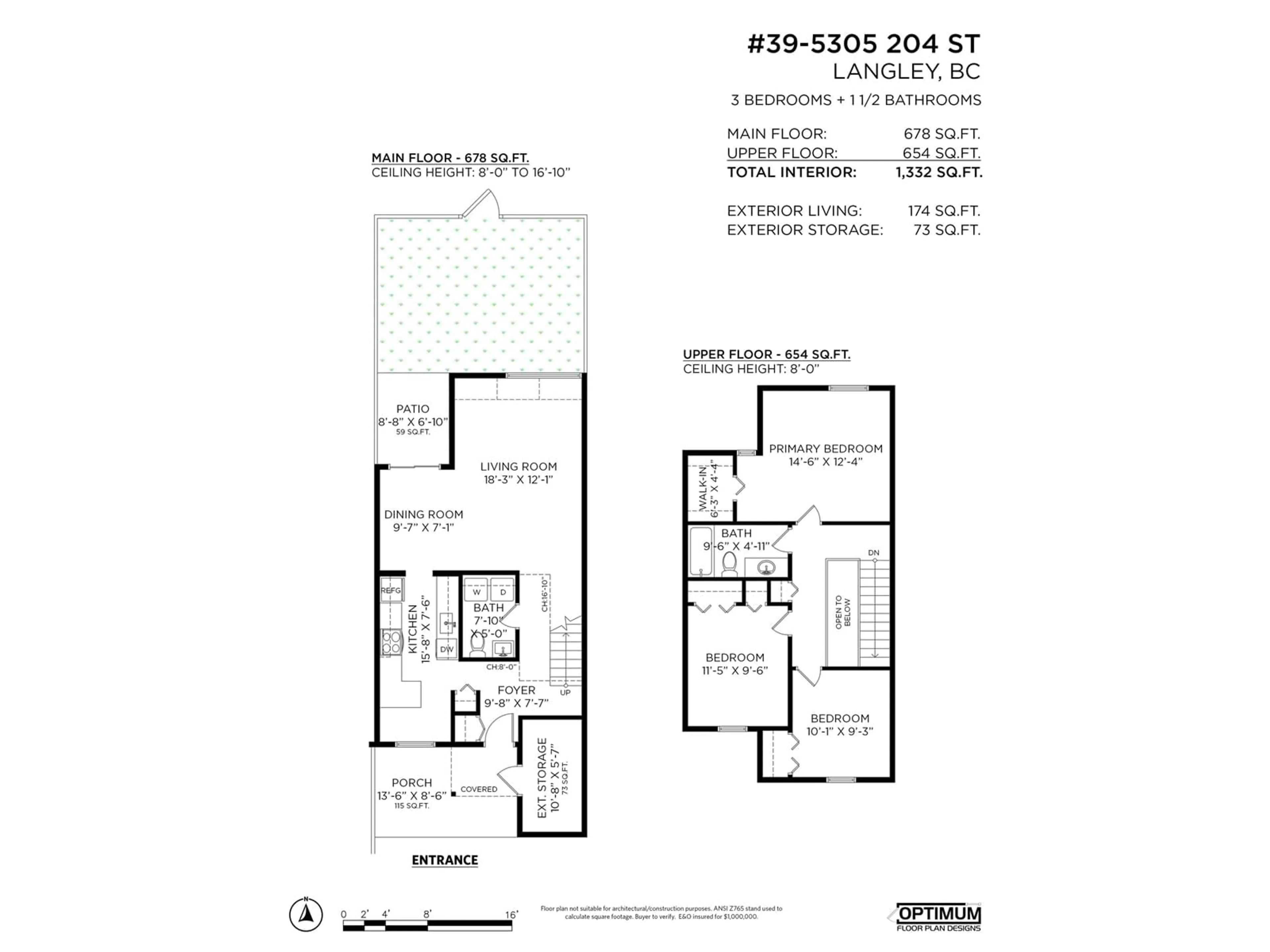 Floor plan for 39 - 5305 204, Langley British Columbia V3A6S7