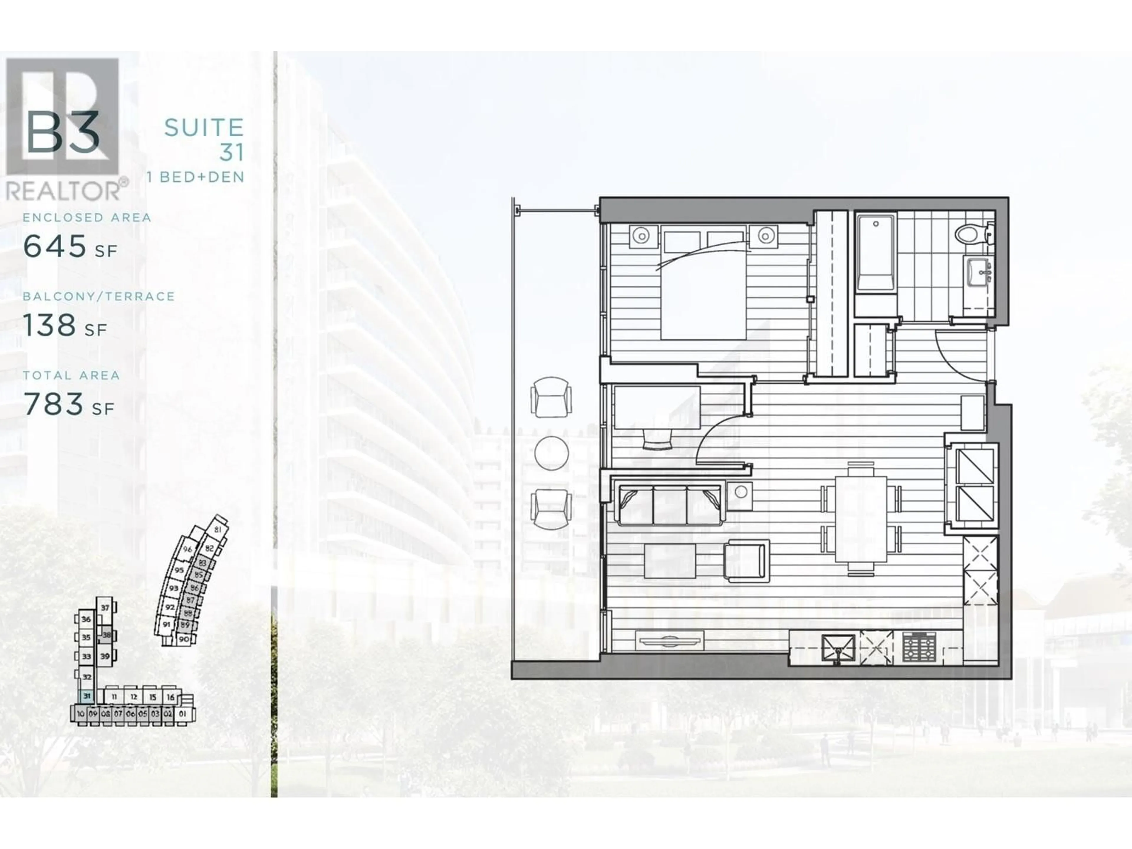 Floor plan for 1131 - 3328 NO.3 ROAD, Richmond British Columbia V6X0X1