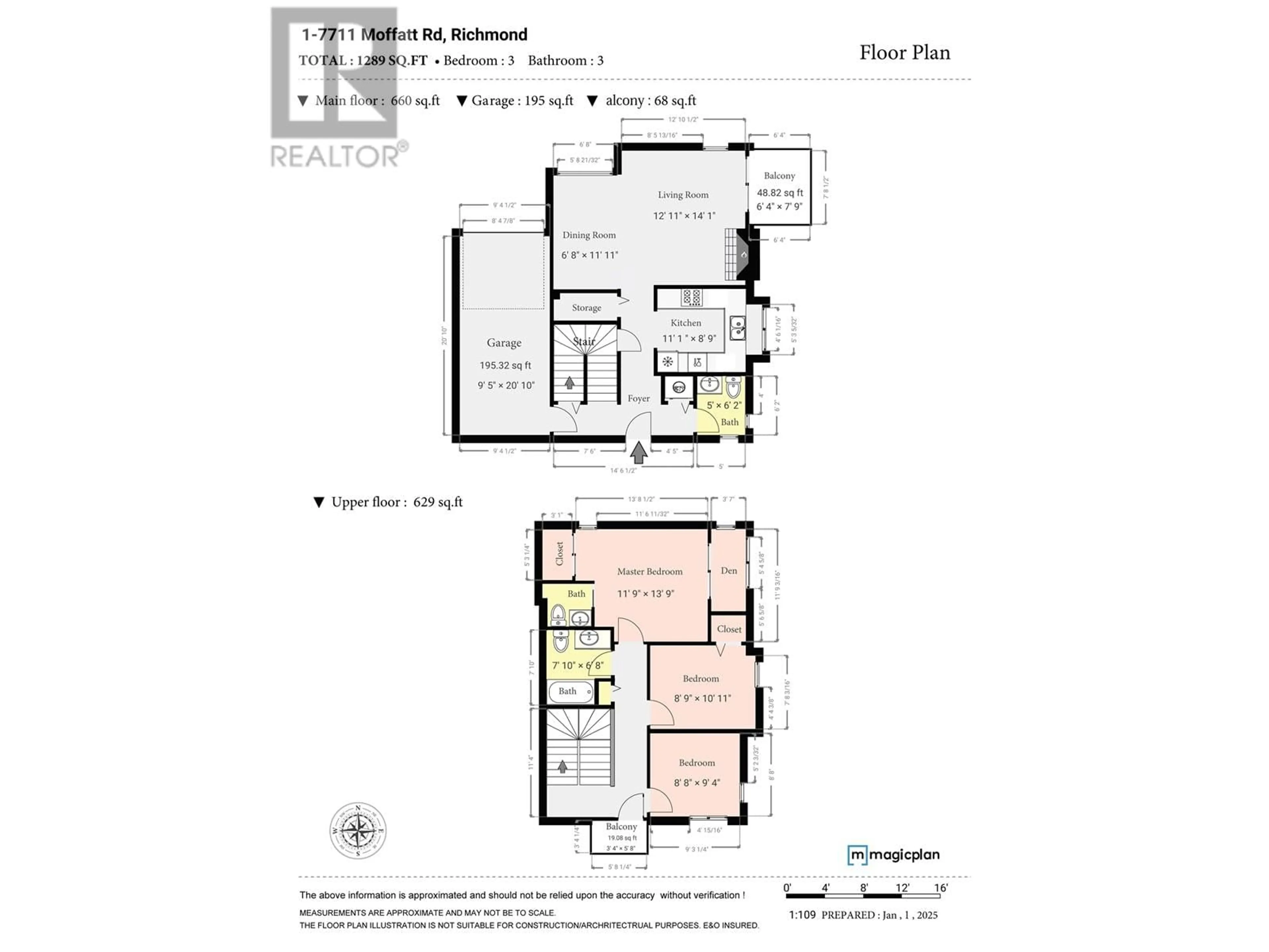 Floor plan for 1 - 7711 MOFFATT ROAD, Richmond British Columbia V6Y1X9