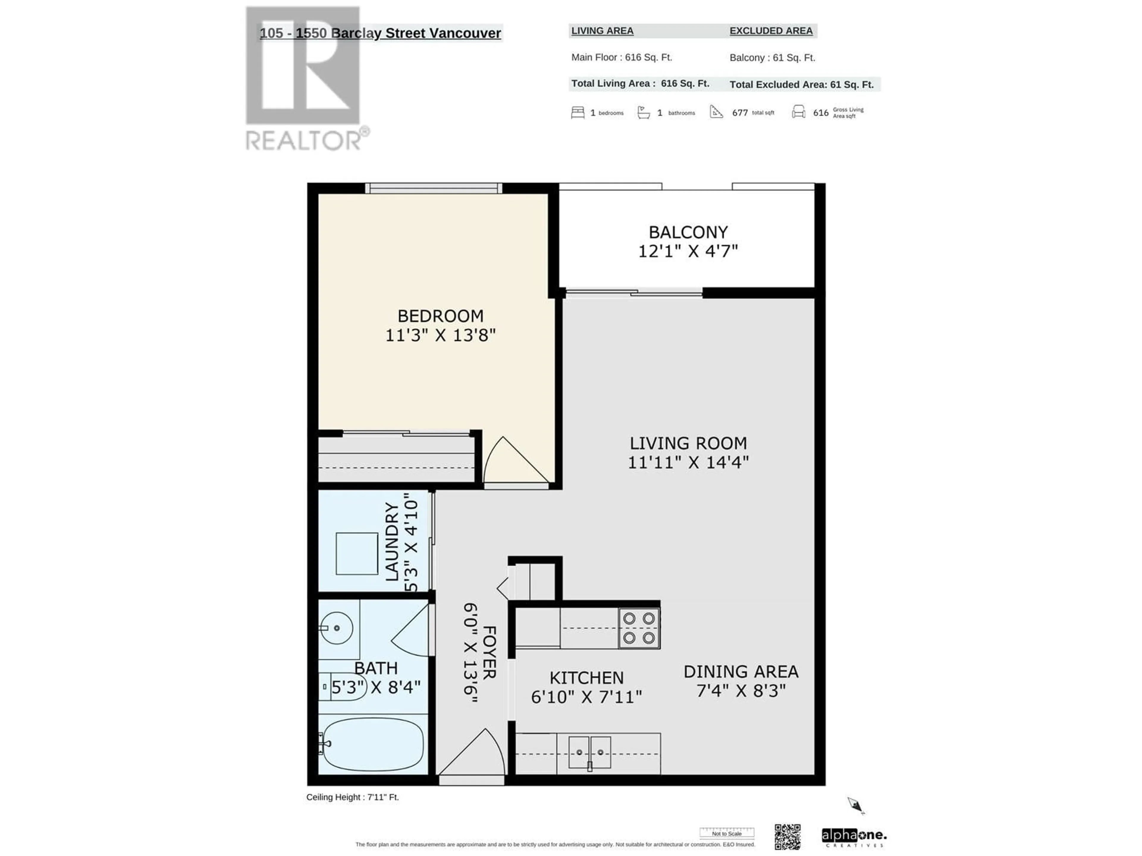 Floor plan for 105 - 1550 BARCLAY STREET, Vancouver British Columbia V6G3B1