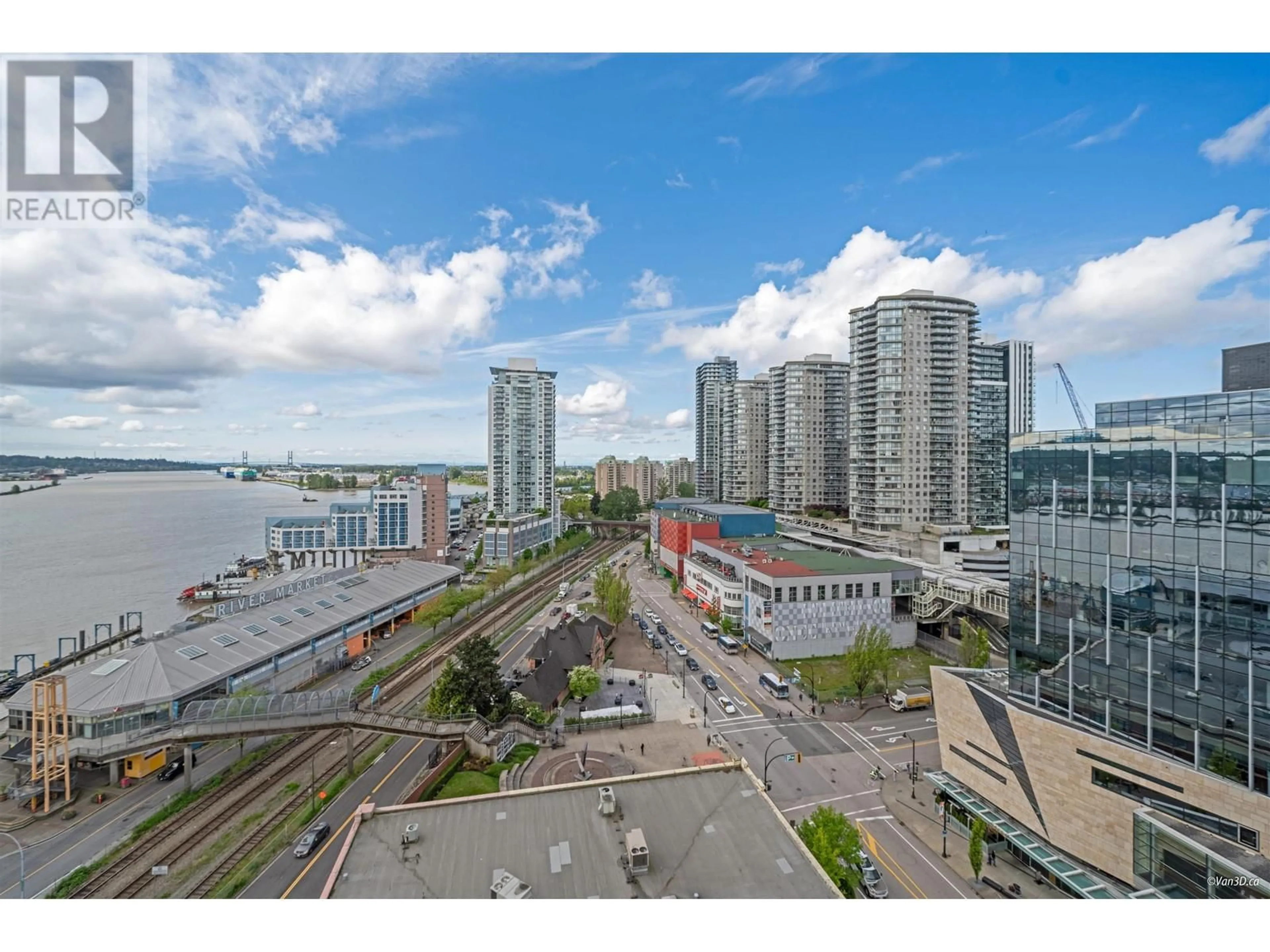 A pic from outside/outdoor area/front of a property/back of a property/a pic from drone, city buildings view from balcony for 1710 - 14 BEGBIE STREET, New Westminster British Columbia V3M0C4