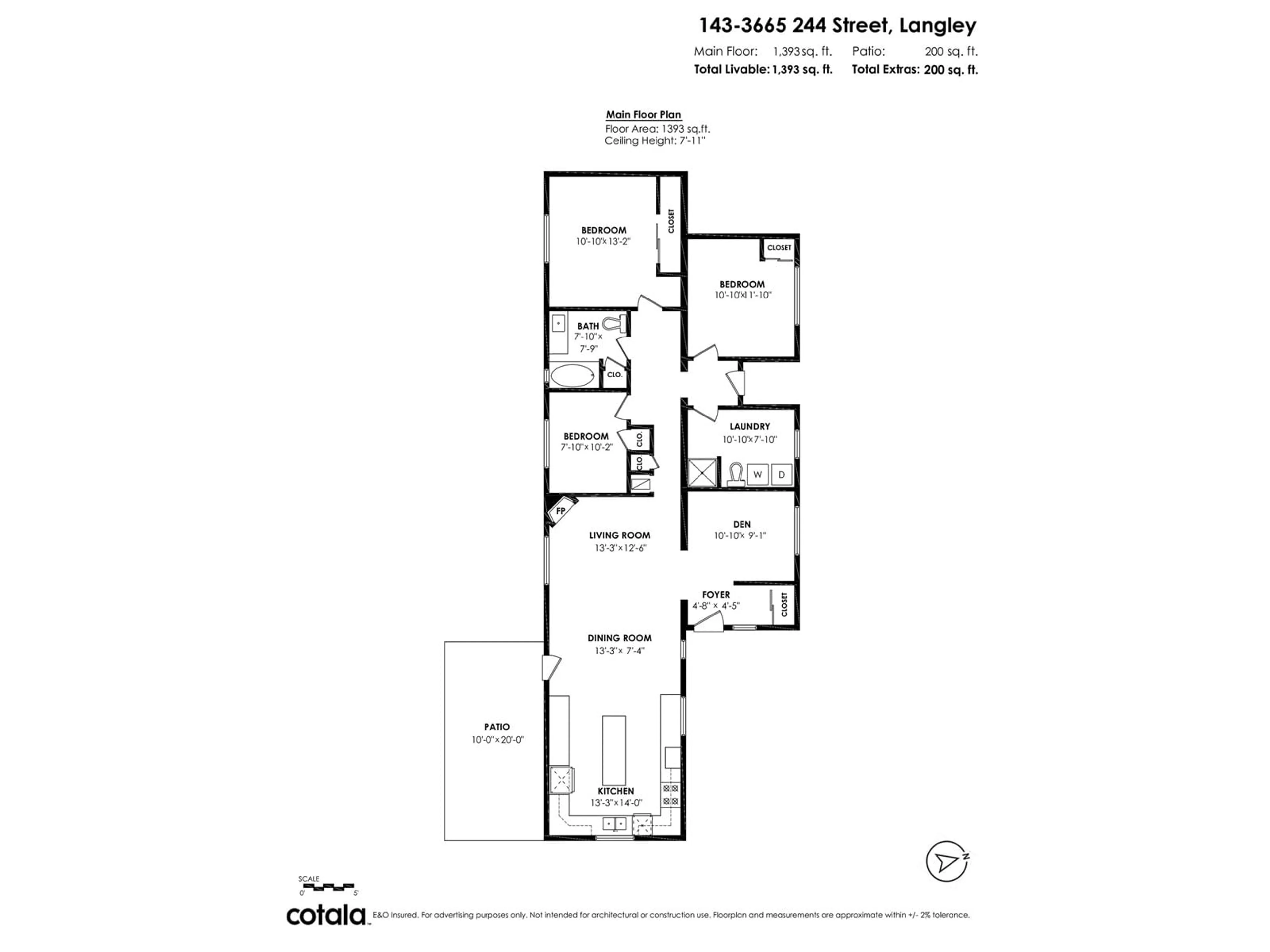 Floor plan for 143 - 3665 244, Langley British Columbia V2Z1N1