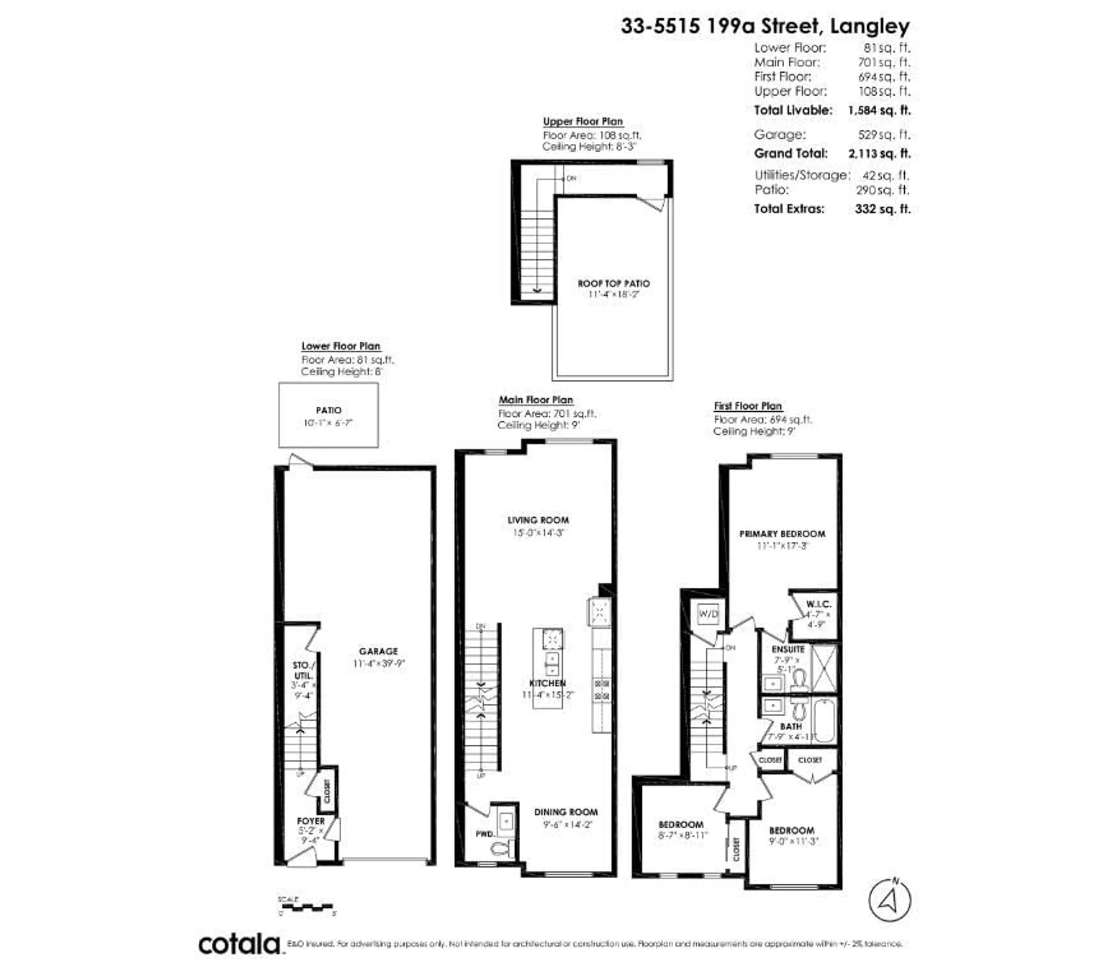 Floor plan for 33 - 5515 199A, Langley British Columbia V3A1J7