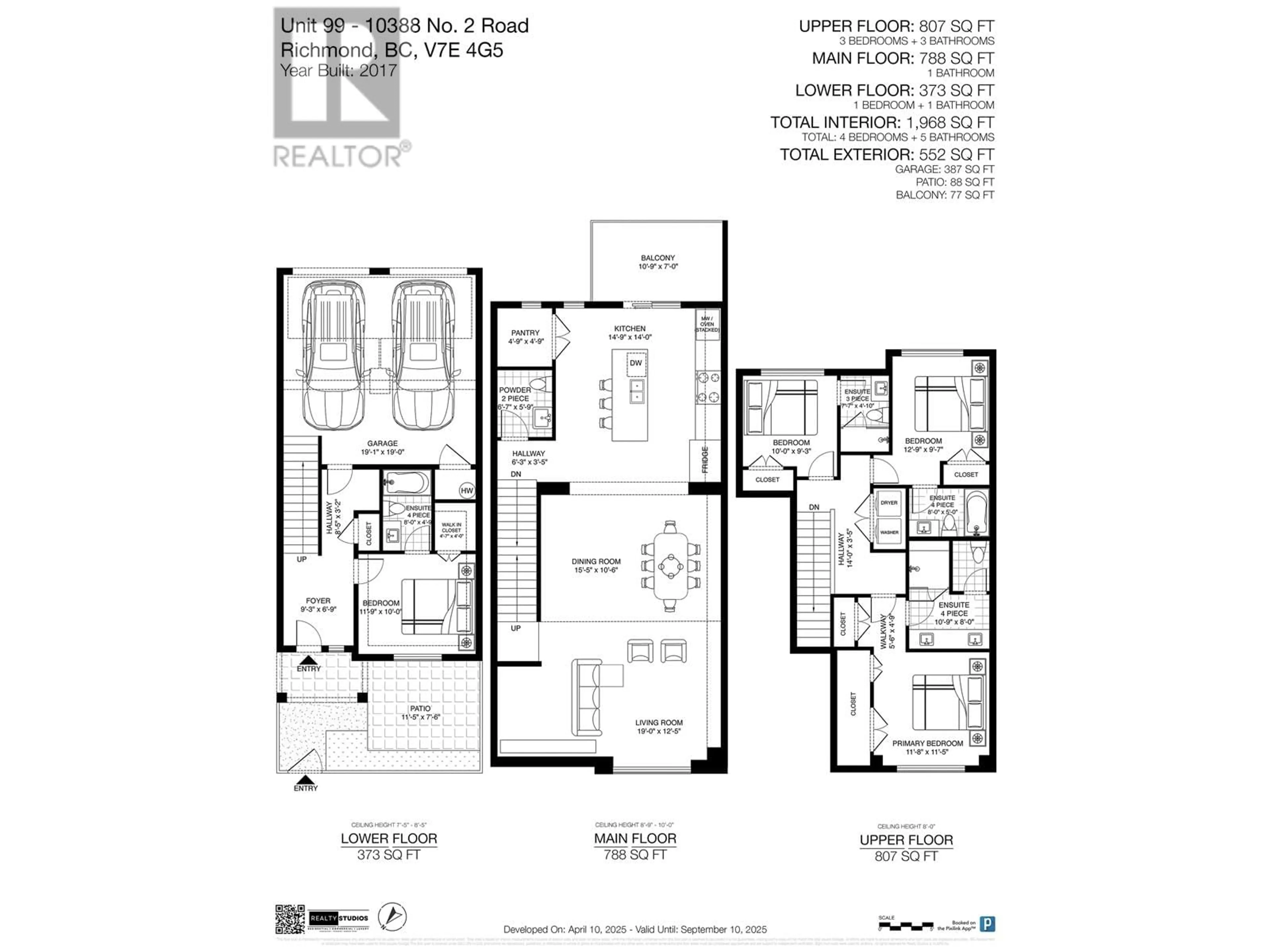 Floor plan for 99 - 10388 NO. 2 ROAD, Richmond British Columbia V7E0B9