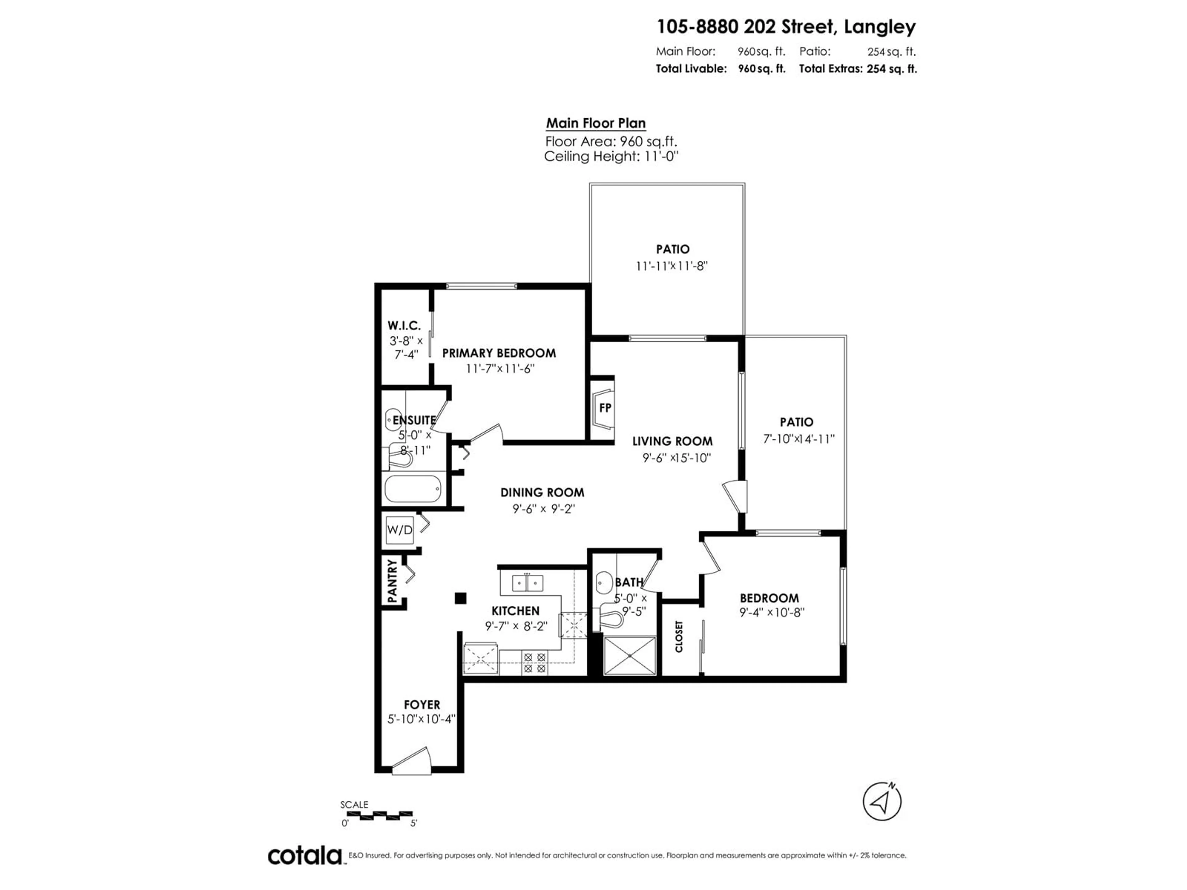 Floor plan for 105 - 8880 202, Langley British Columbia V1M4E7