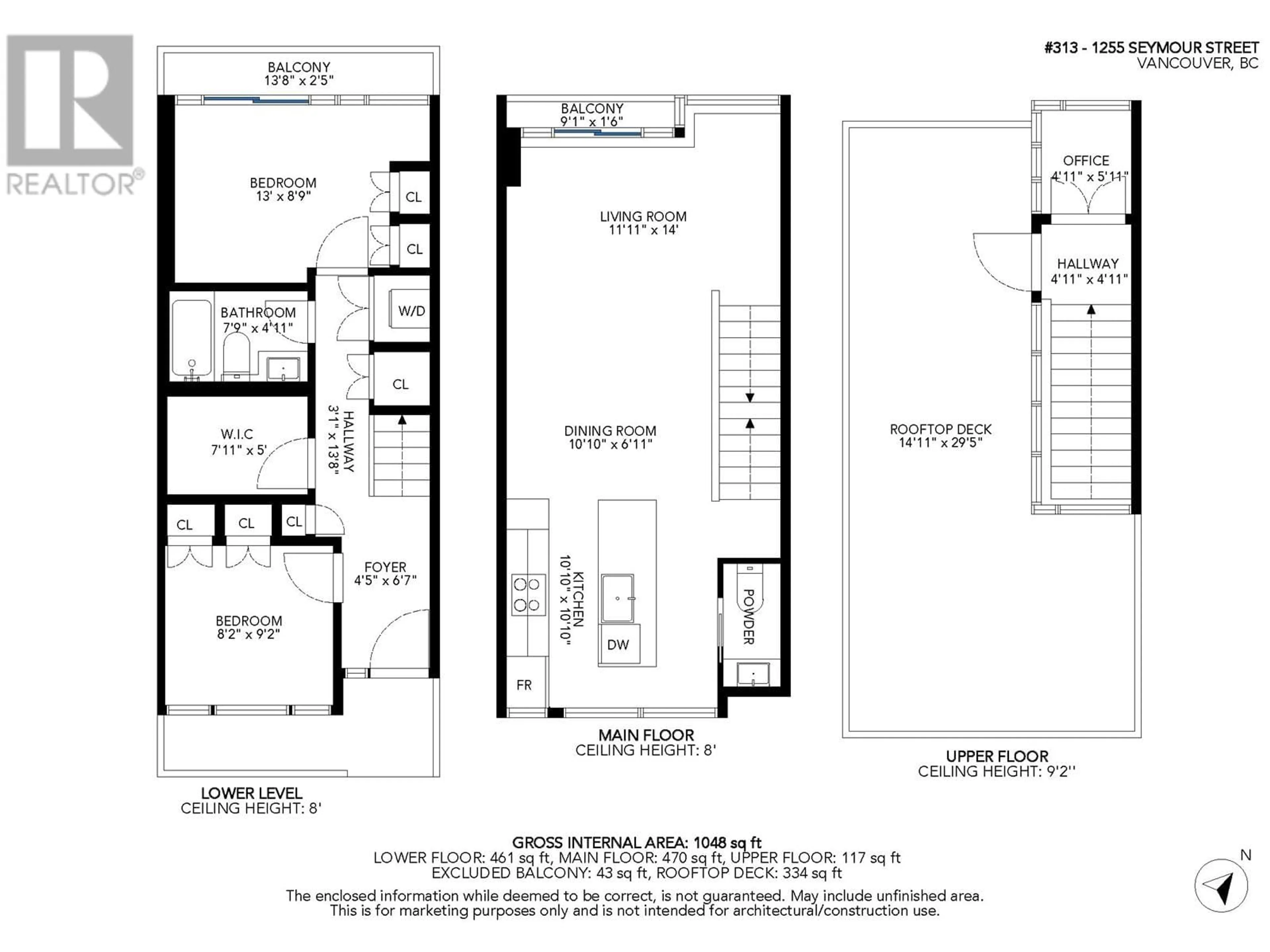 Floor plan for 313 - 1255 SEYMOUR STREET, Vancouver British Columbia V6B0H1