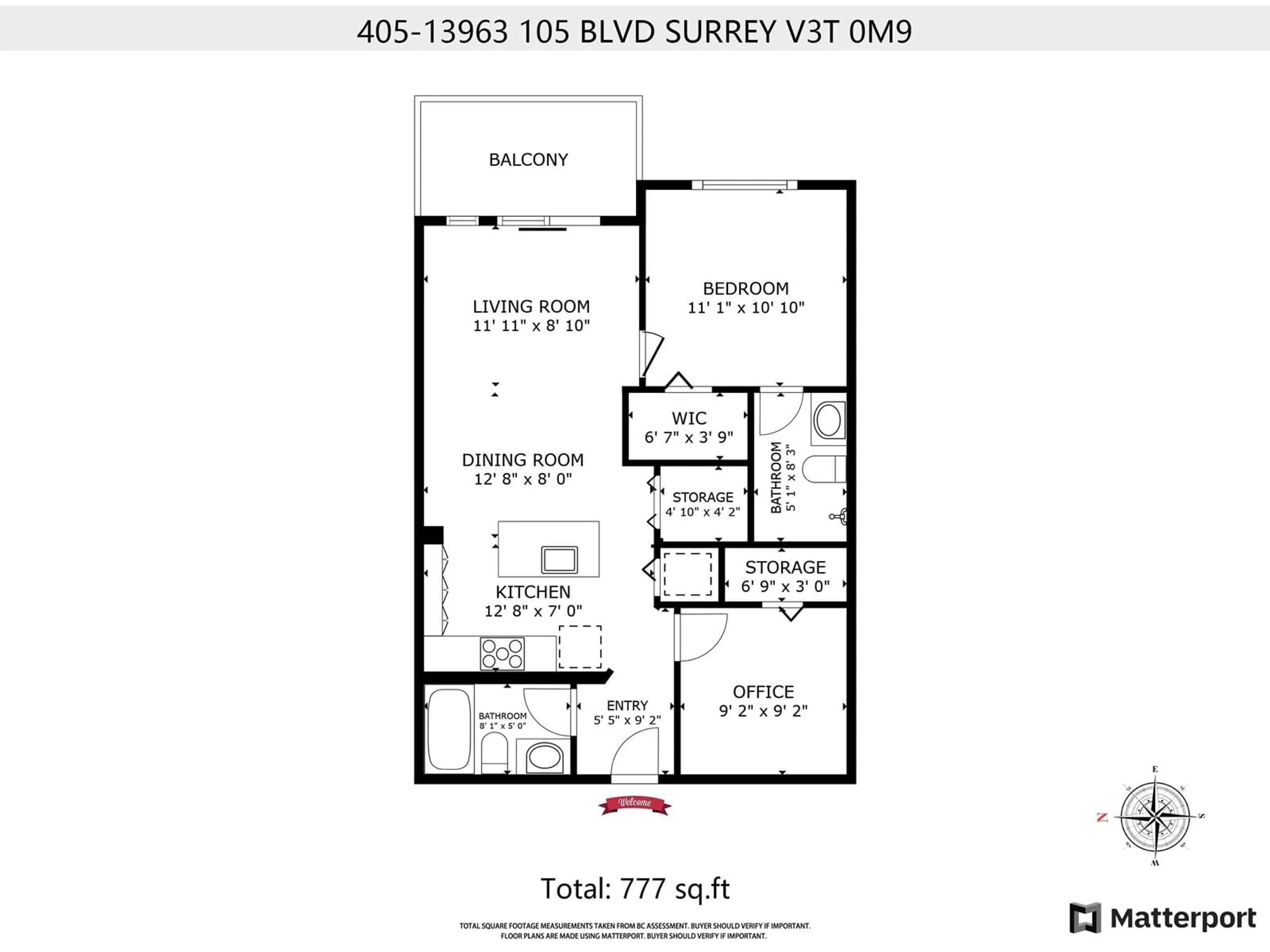 Floor plan for 405 - 13963 105, Surrey British Columbia V3T0M9