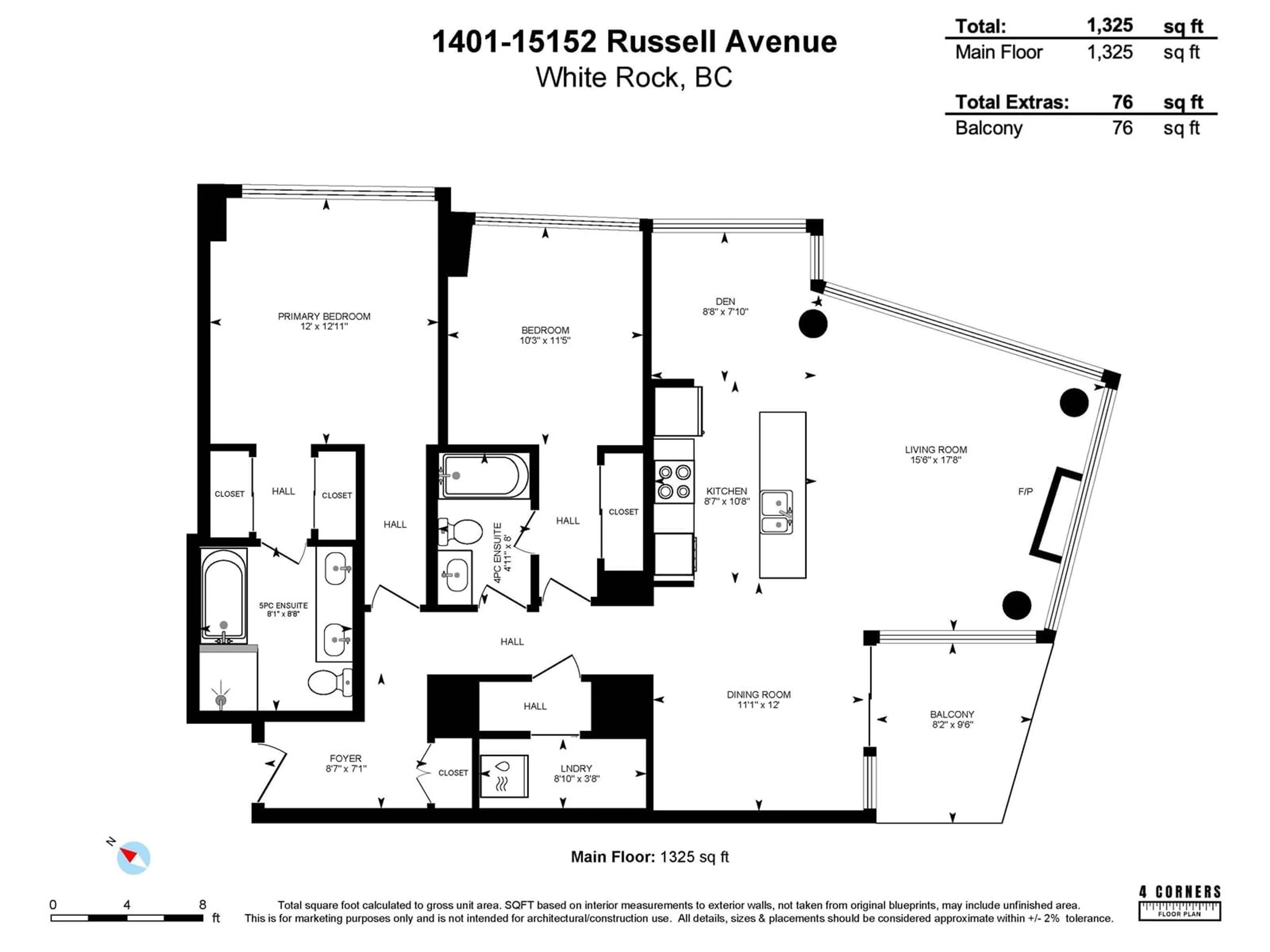 Floor plan for 1401 - 15152 RUSSELL, White Rock British Columbia V4B0A3