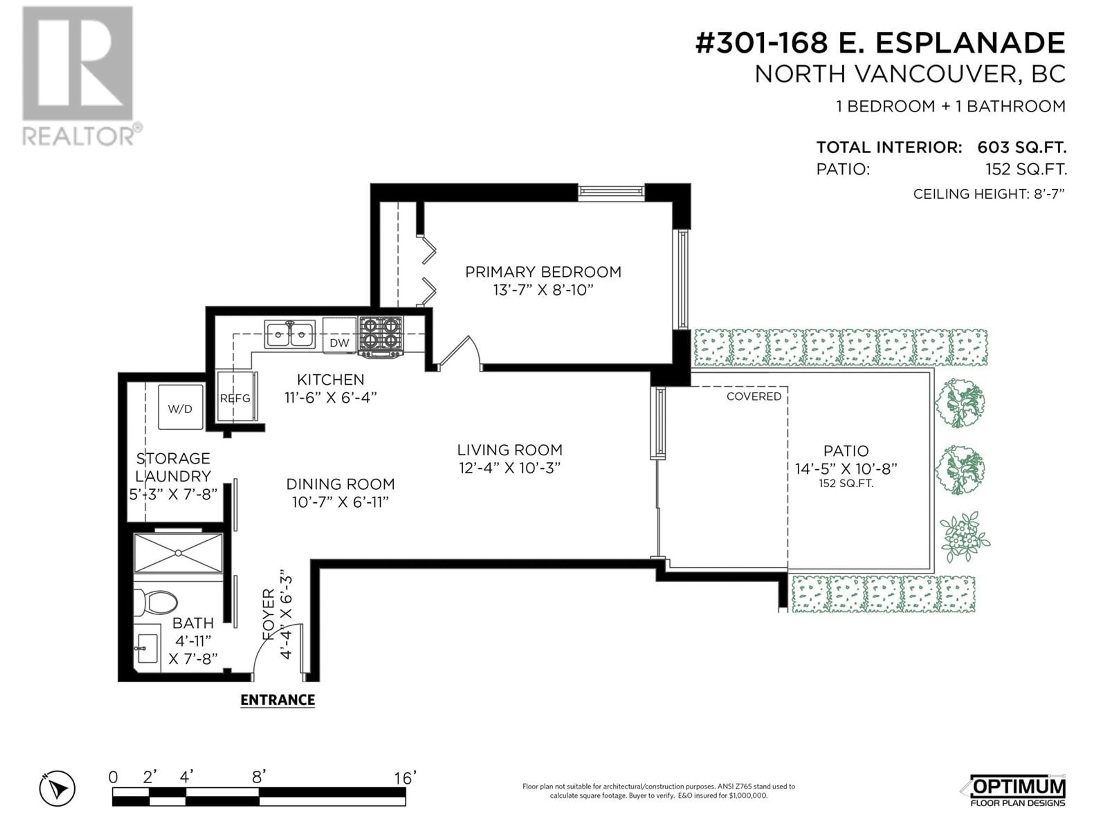 Floor plan for 301 - 168 ESPLANADE, North Vancouver British Columbia V7L4X8
