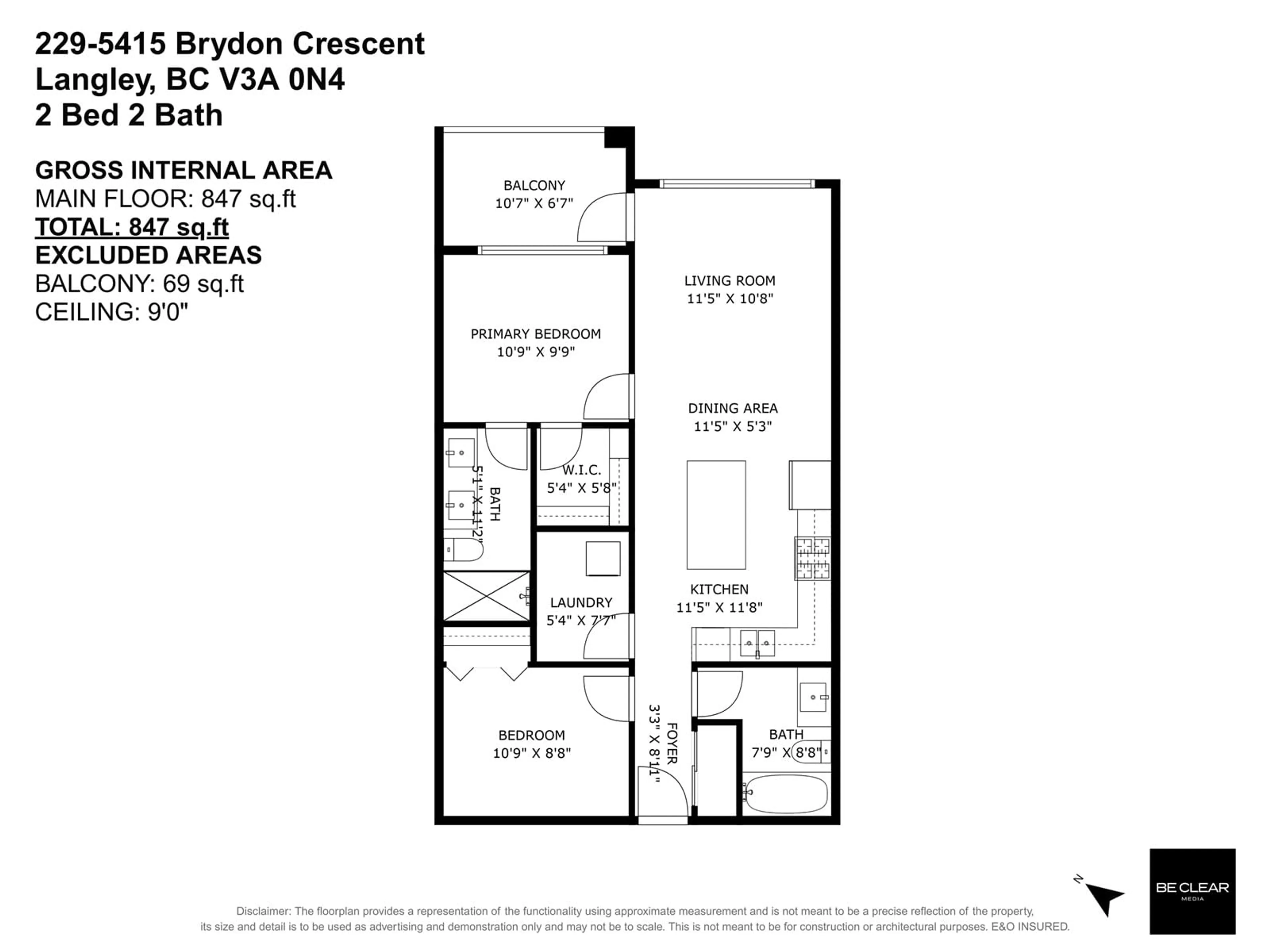Floor plan for 229 - 5415 BRYDON, Langley British Columbia V3A0N4