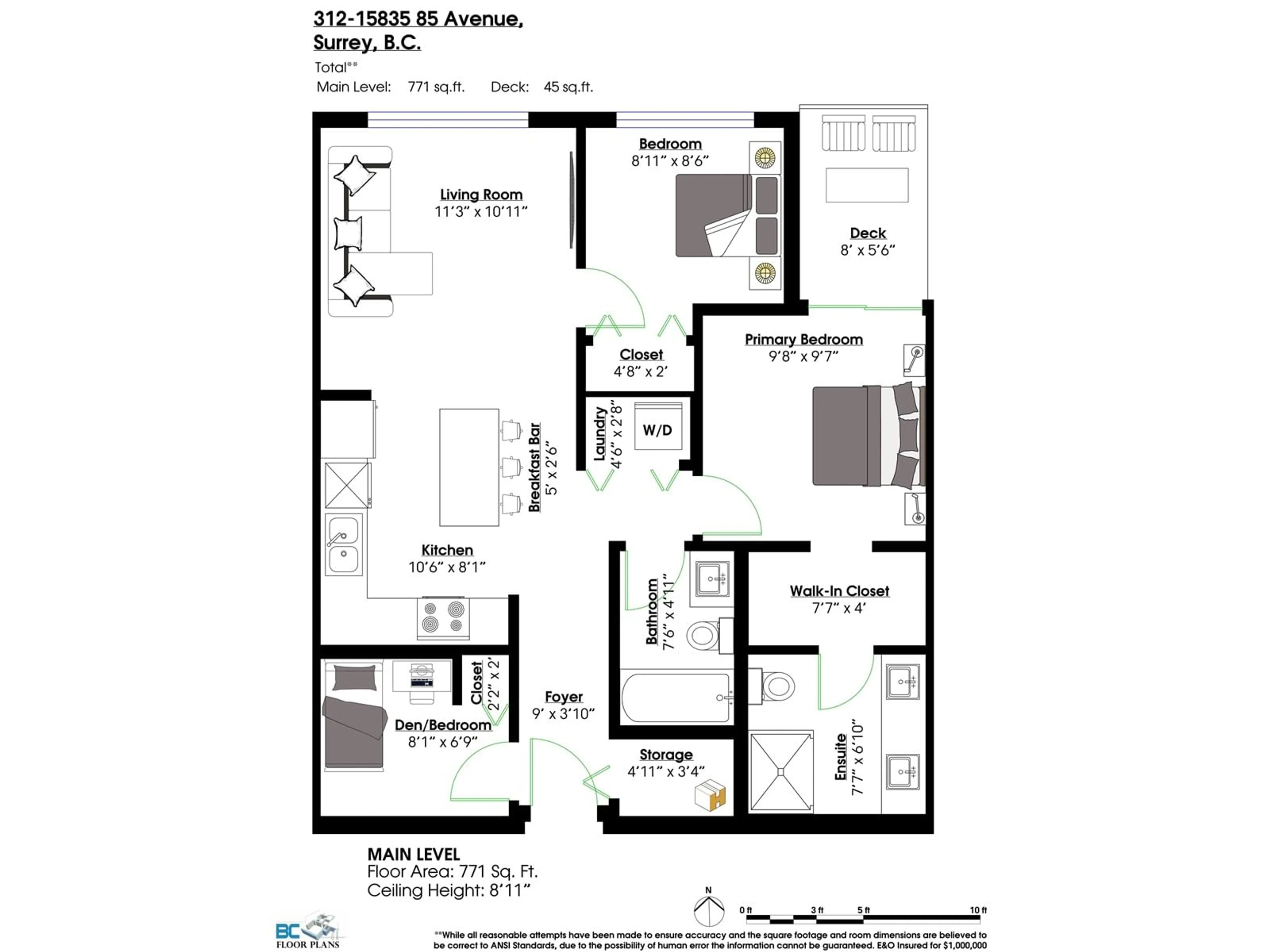 Floor plan for 312 - 15835 85, Surrey British Columbia V4N6W6