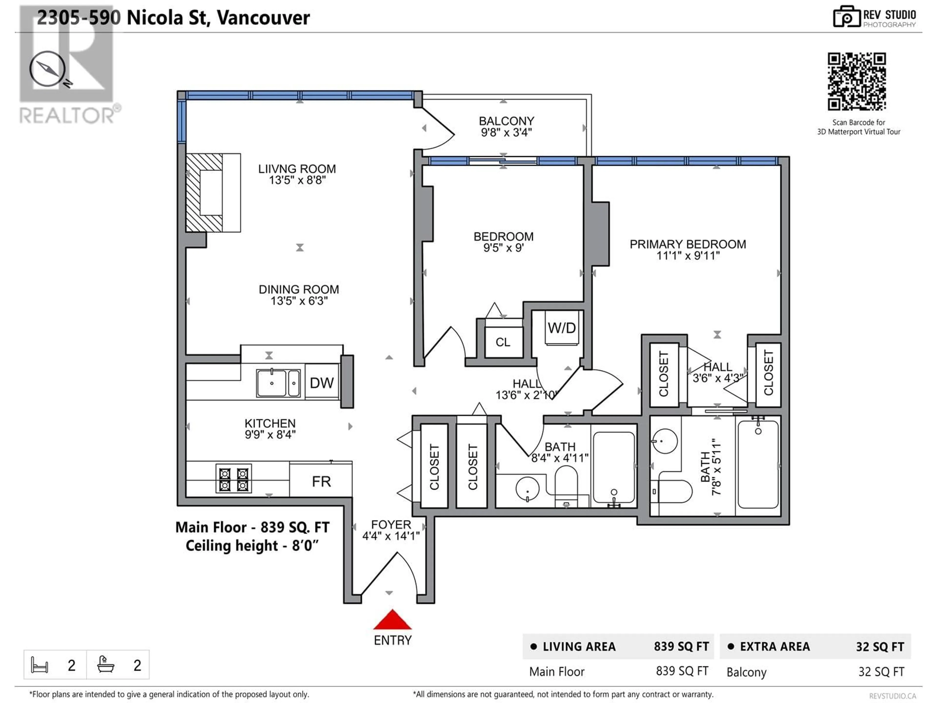 Floor plan for 2305 - 590 NICOLA STREET, Vancouver British Columbia V6G3J8