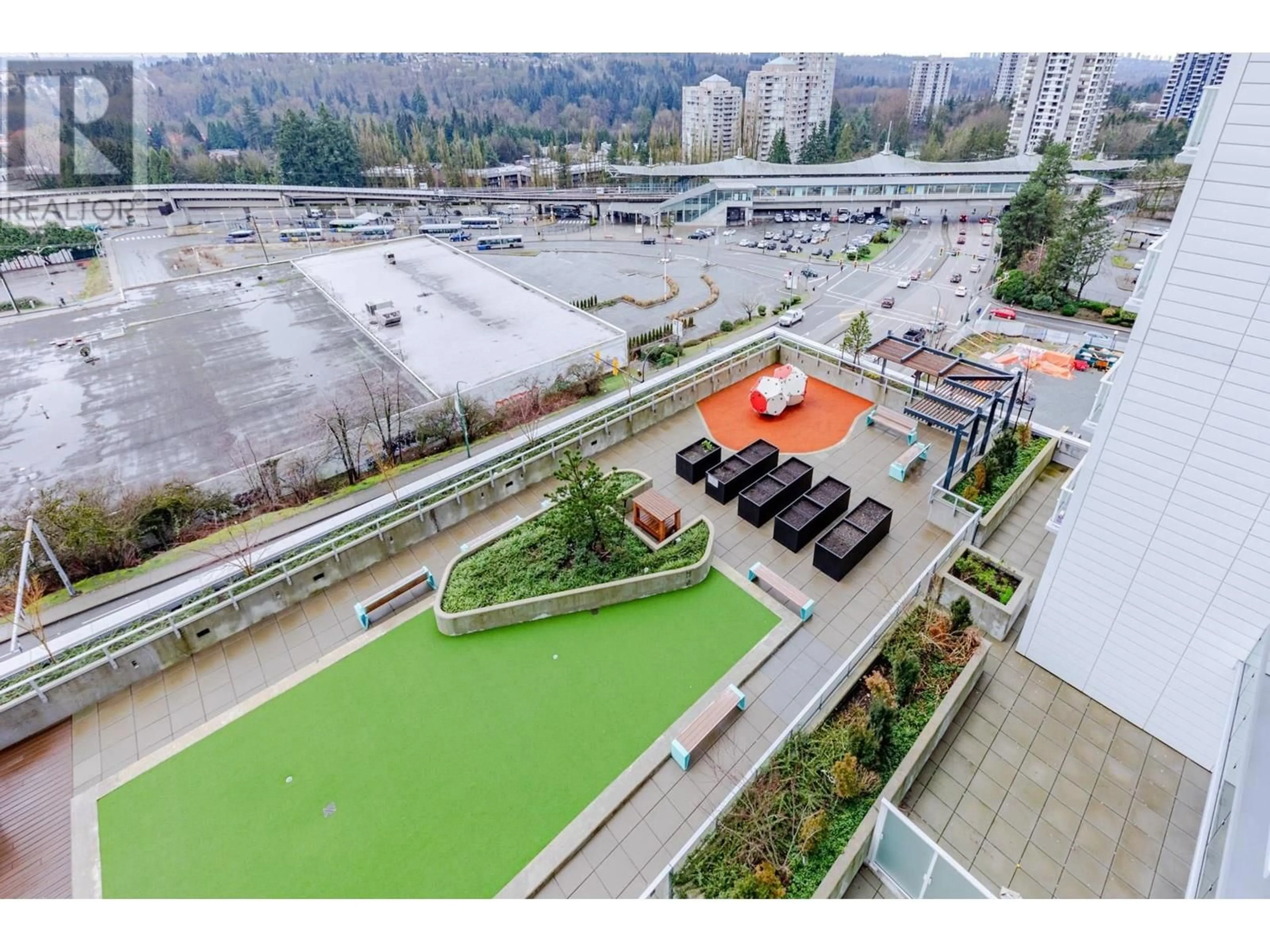 Patio, city buildings view from balcony for 605 - 3833 EVERGREEN PLACE, Burnaby British Columbia V3J0M2