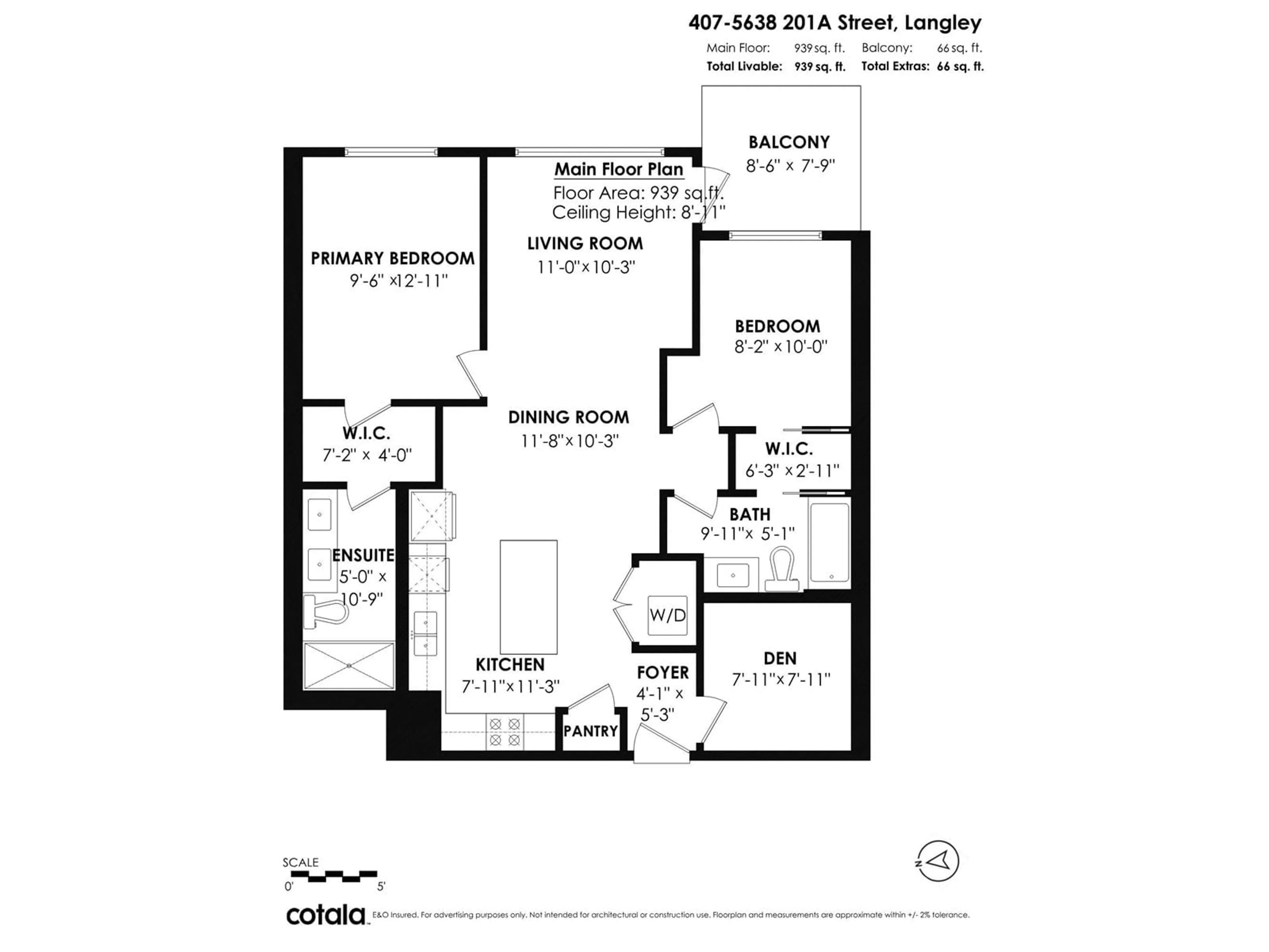 Floor plan for 407 - 5638 201A, Langley British Columbia V3A0L8