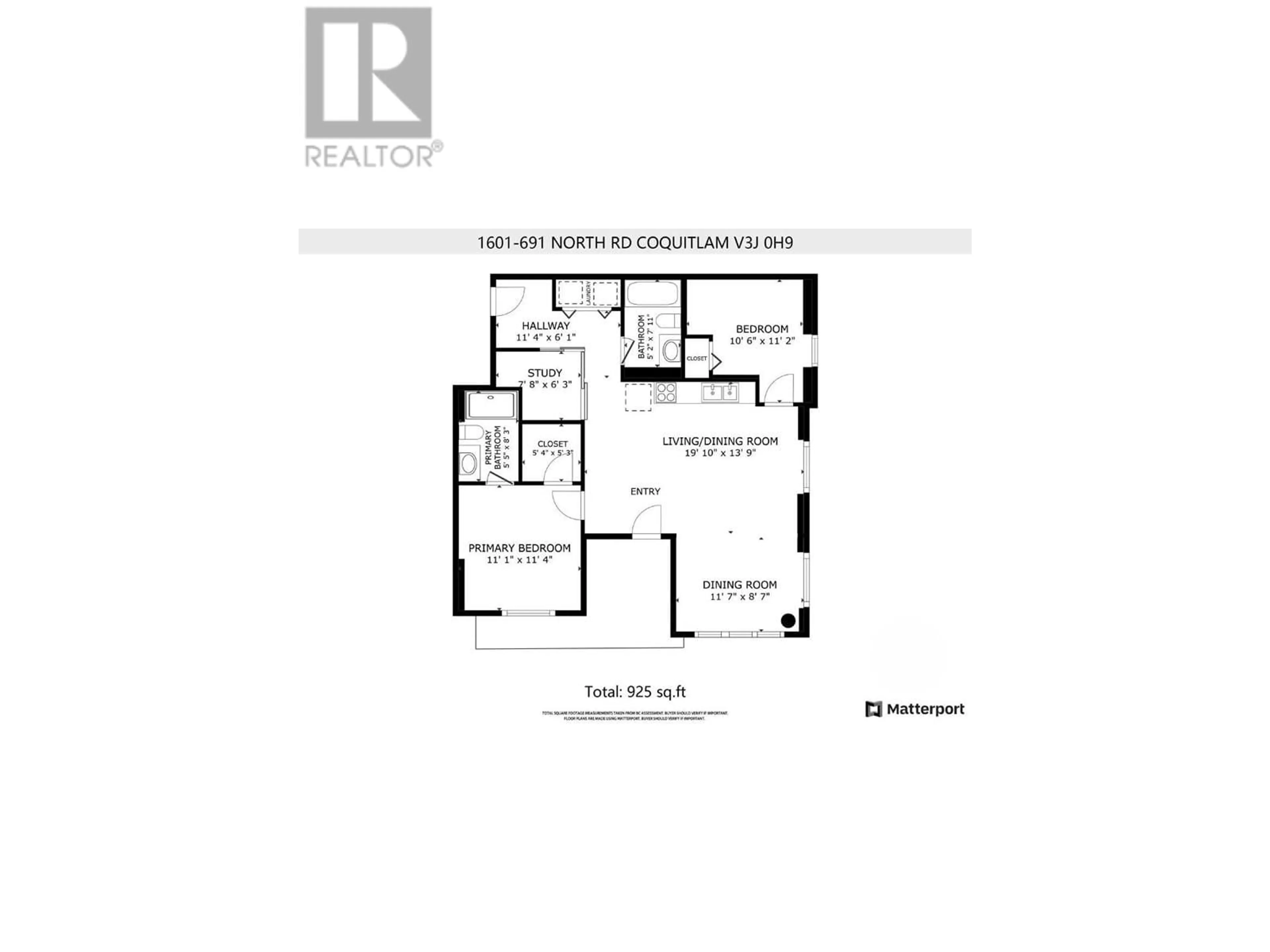Floor plan for 1601 - 691 NORTH ROAD, Coquitlam British Columbia V3J0H9