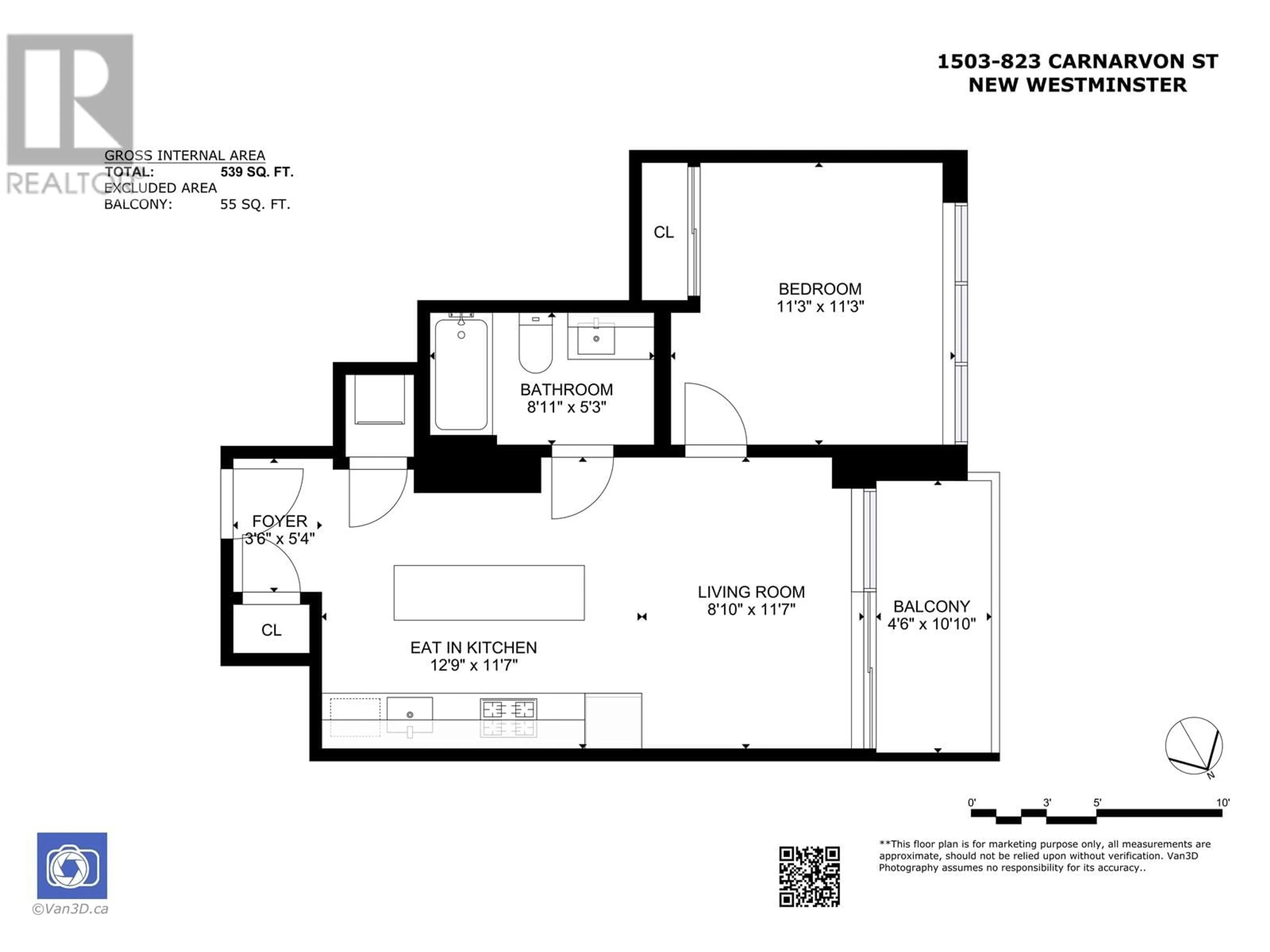 Floor plan for 1503 - 823 CARNARVON STREET, New Westminster British Columbia V3M0N5