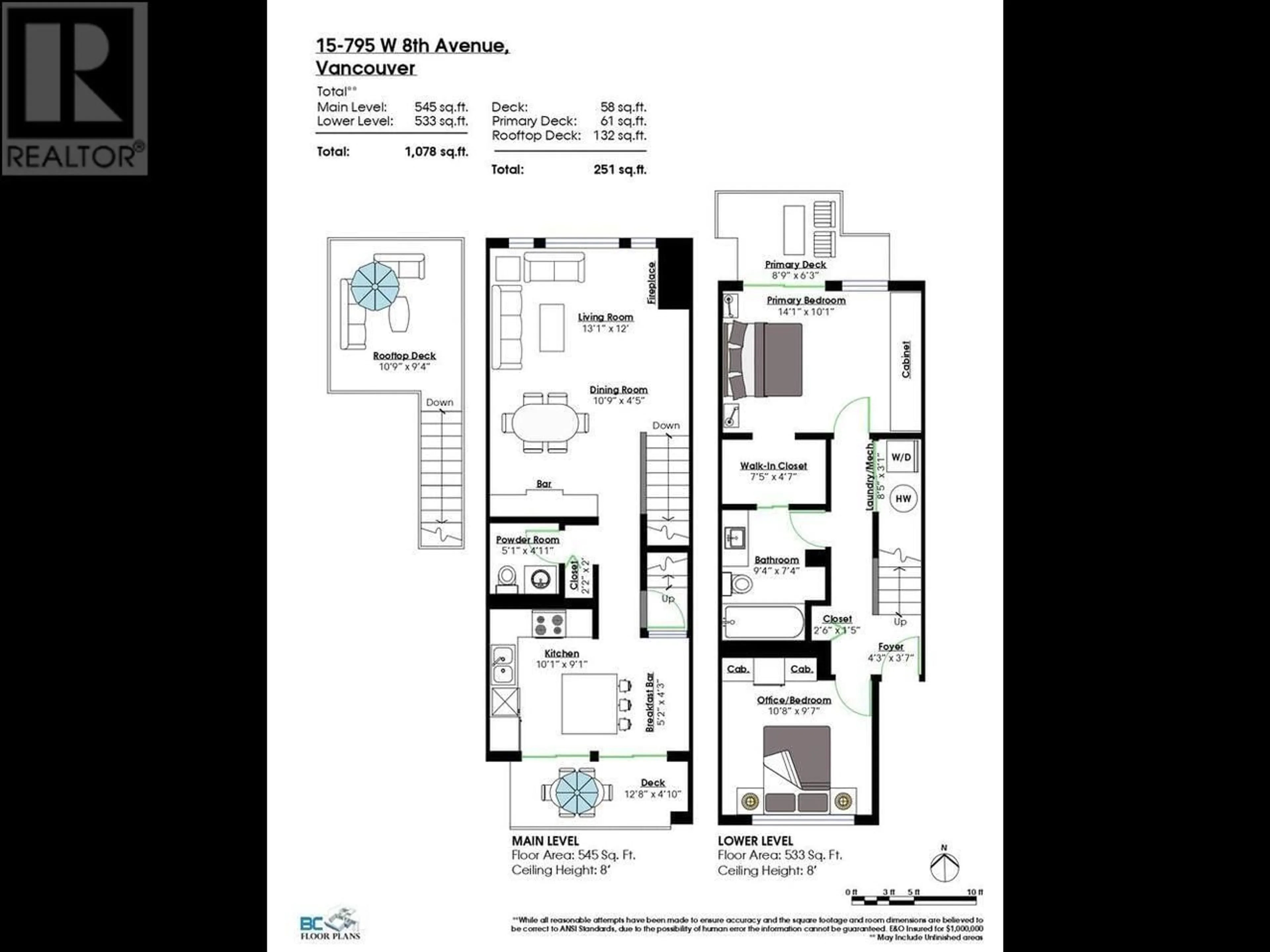 Floor plan for 15 - 795 8TH AVENUE, Vancouver British Columbia V5Z1C9
