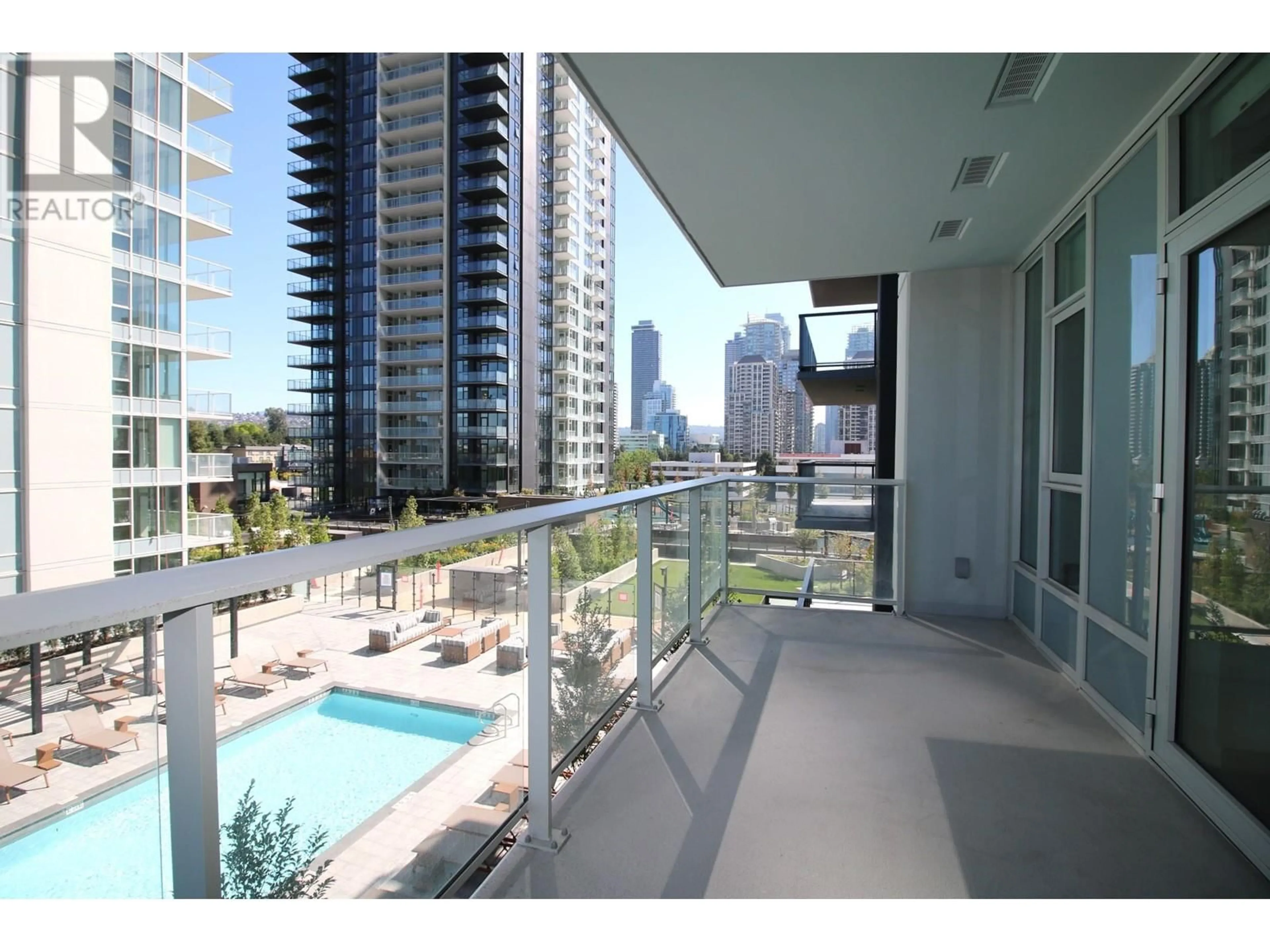 Patio, city buildings view from balcony for 807 - 2186 GILMORE AVENUE, Burnaby British Columbia V5C0N7