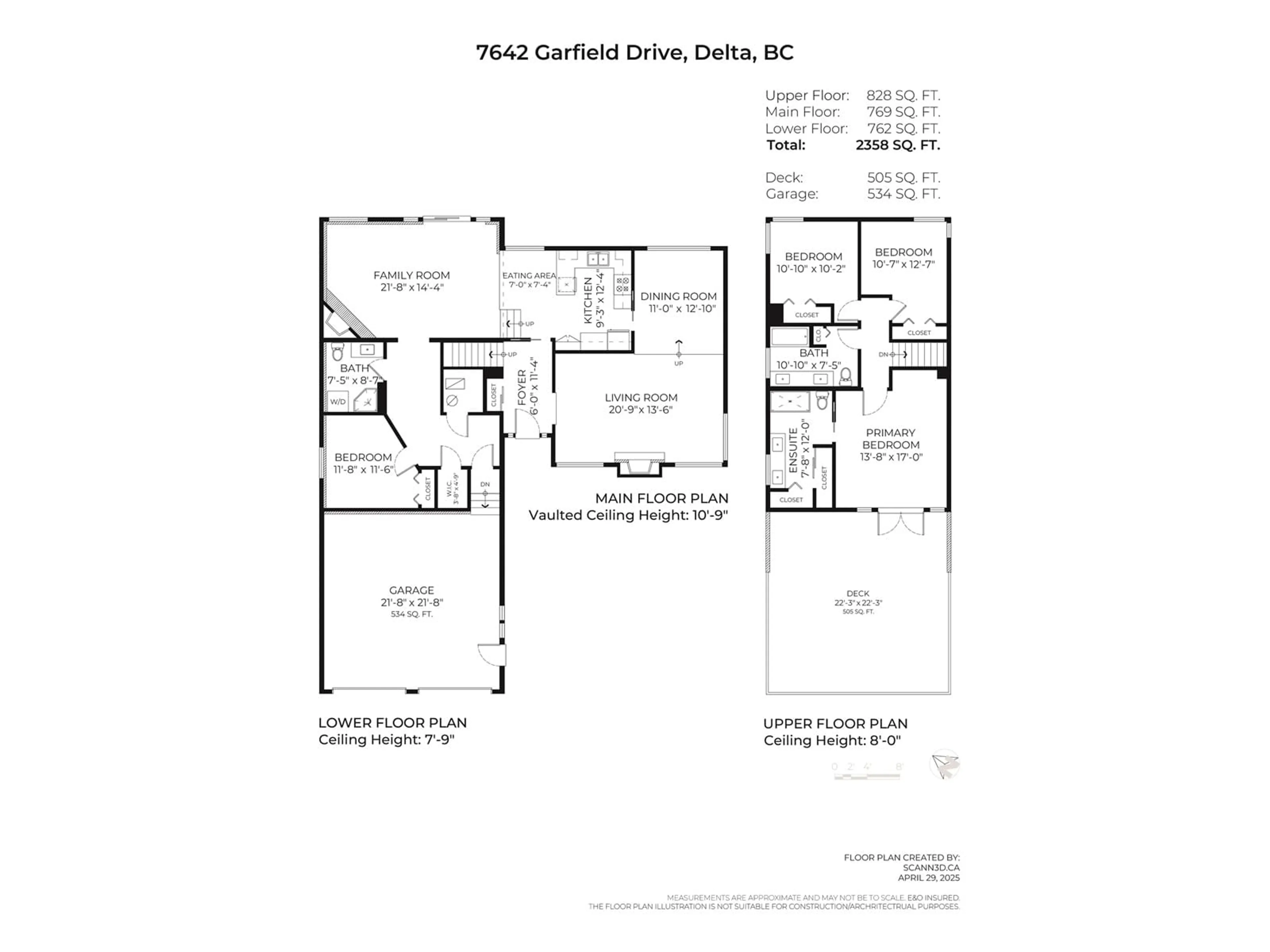 Floor plan for 7642 GARFIELD, Delta British Columbia V4C4E5